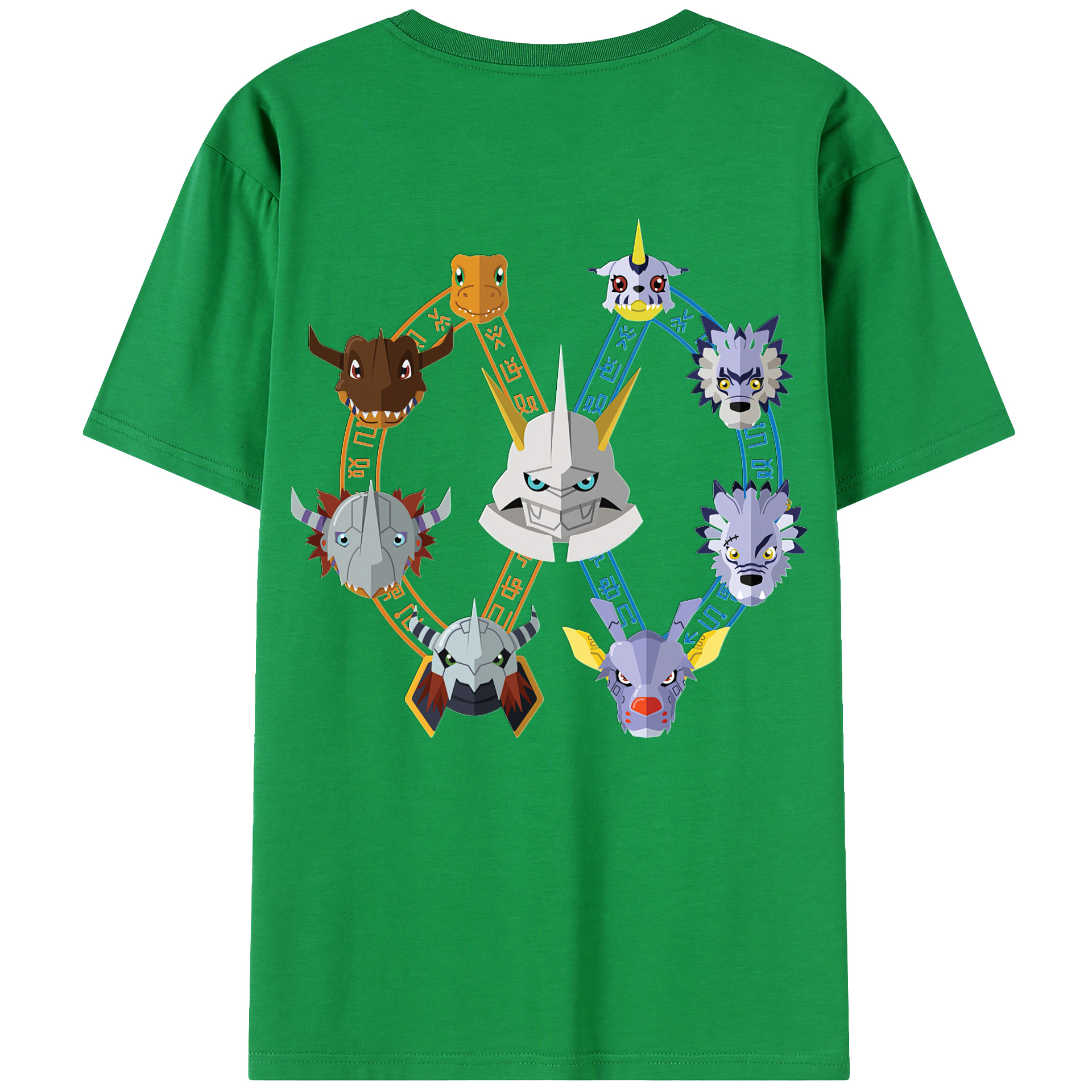 （画像用） Digimon デジタルモンスター/デジモン 綿100％ メンズ半袖Tシャツ（バックプリント） 通気性