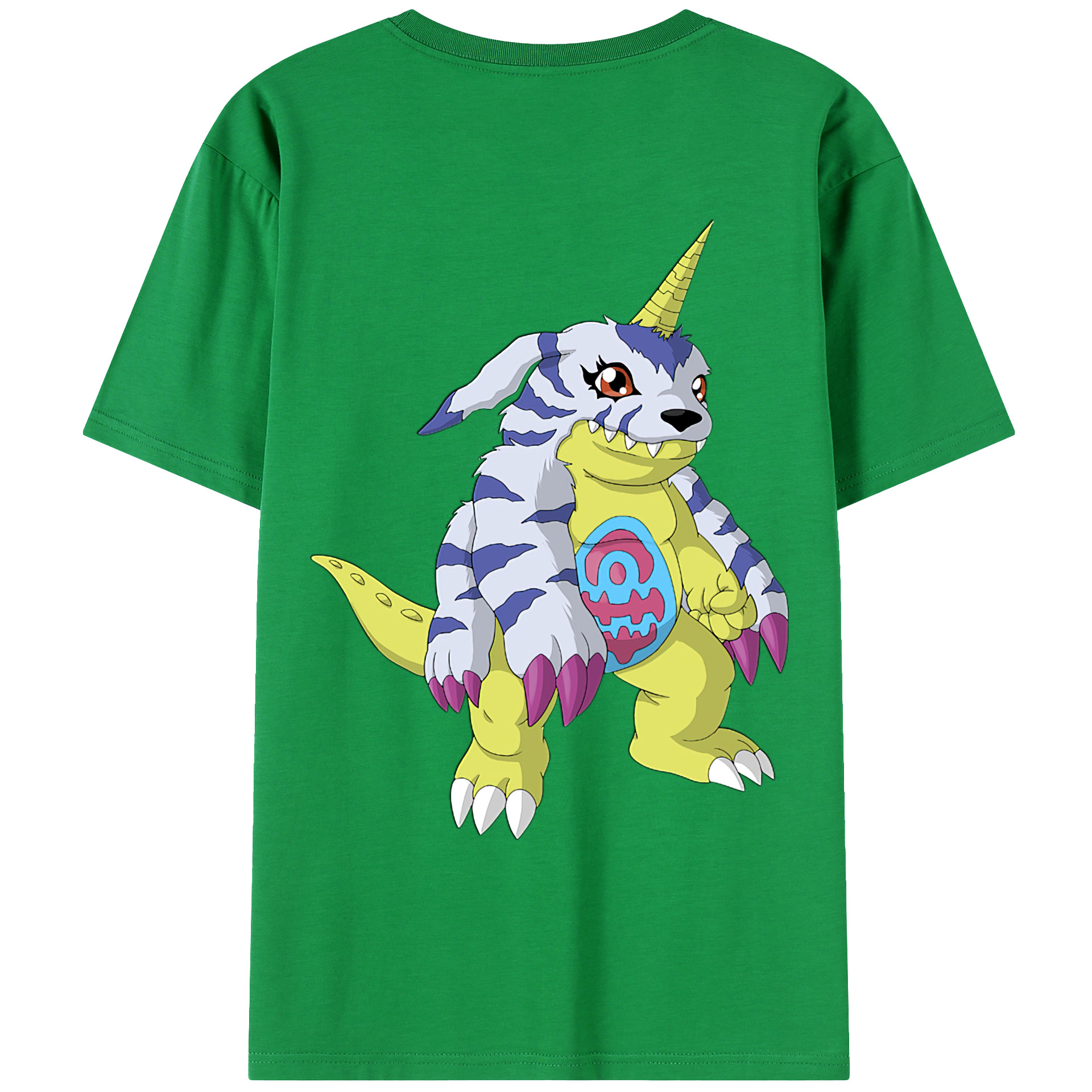 （画像用） Digimon デジタルモンスター/デジモン 綿100％ メンズ半袖Tシャツ（バックプリント） 通気性