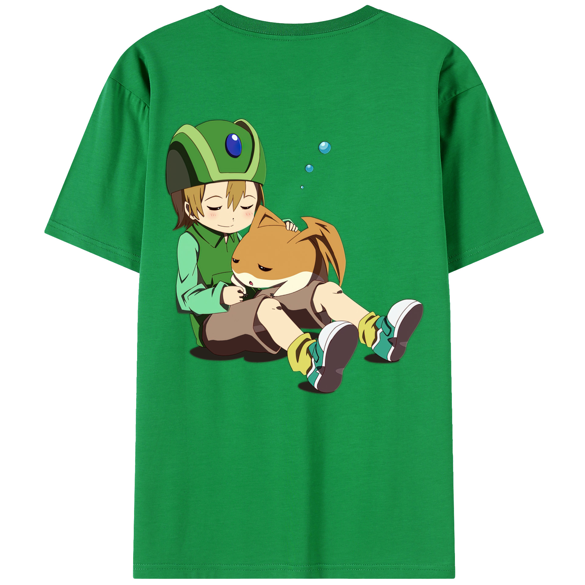 （画像用） Digimon デジタルモンスター/デジモン 綿100％ メンズ半袖Tシャツ（バックプリント） 通気性