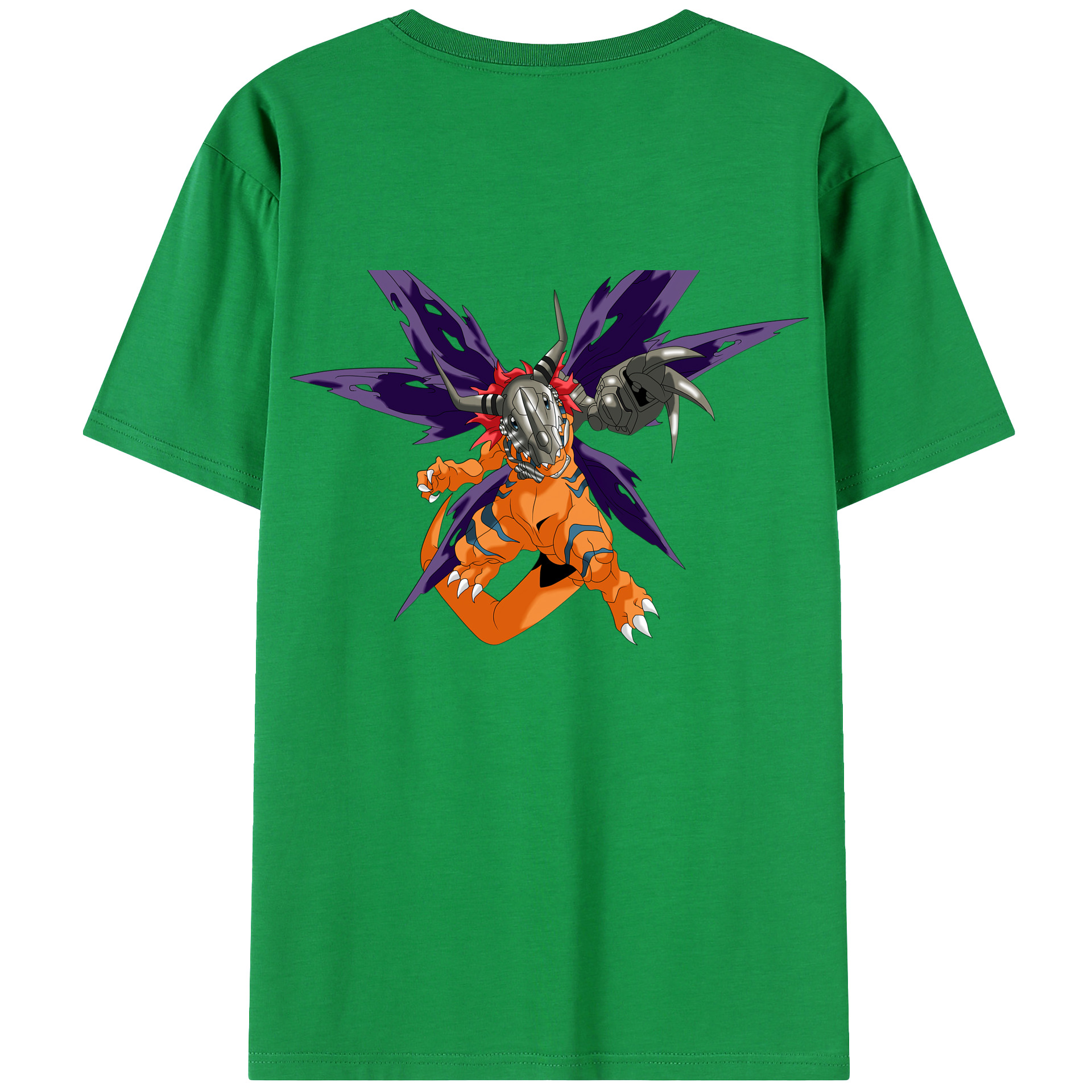 （画像用） Digimon デジタルモンスター/デジモン 綿100％ メンズ半袖Tシャツ（バックプリント） 通気性