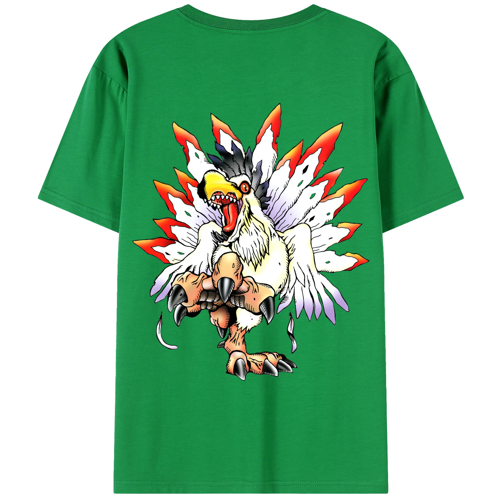 （画像用） Digimon デジタルモンスター/デジモン 綿100％ メンズ半袖Tシャツ（バックプリント） 通気性
