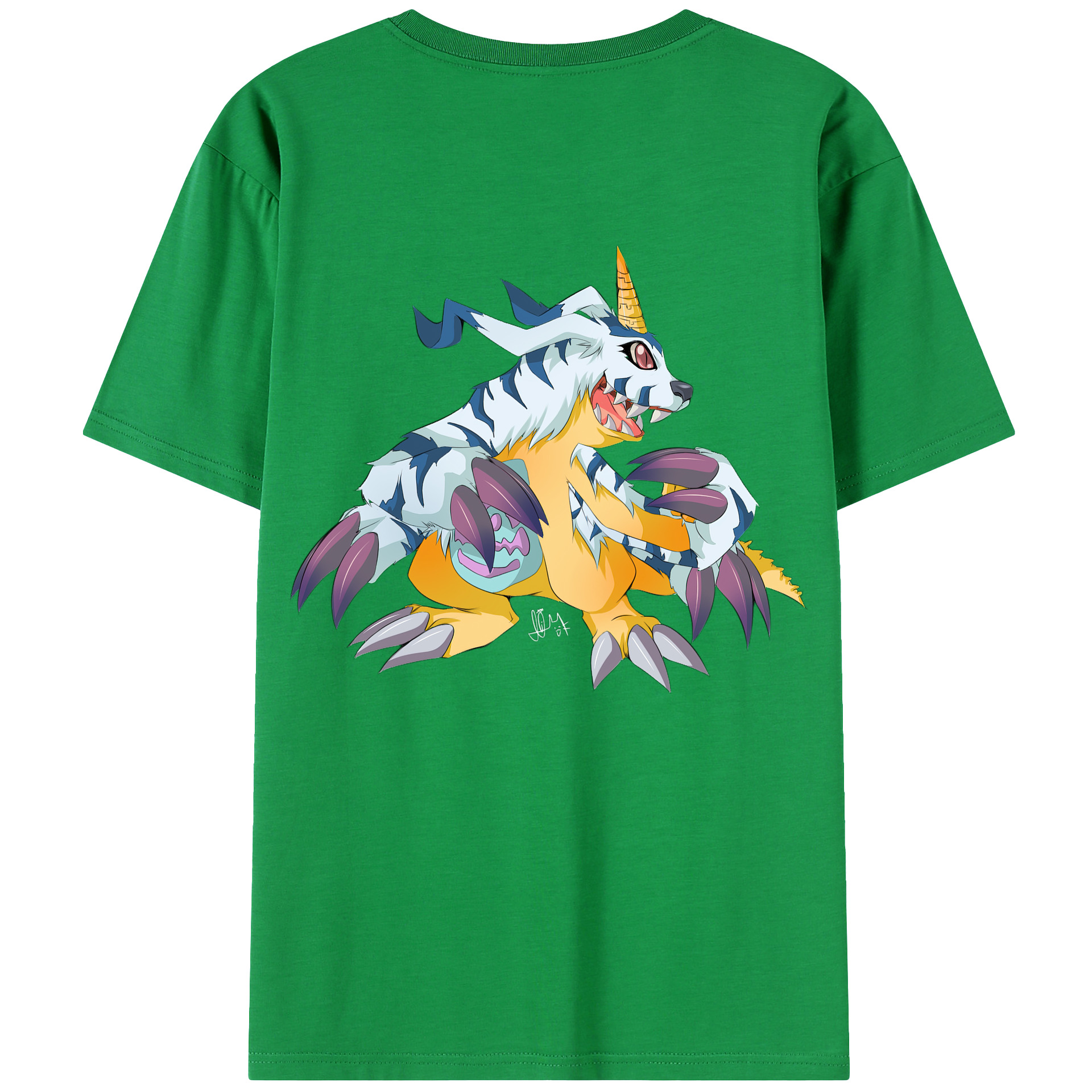 （画像用） Digimon デジタルモンスター/デジモン 綿100％ メンズ半袖Tシャツ（バックプリント） 通気性