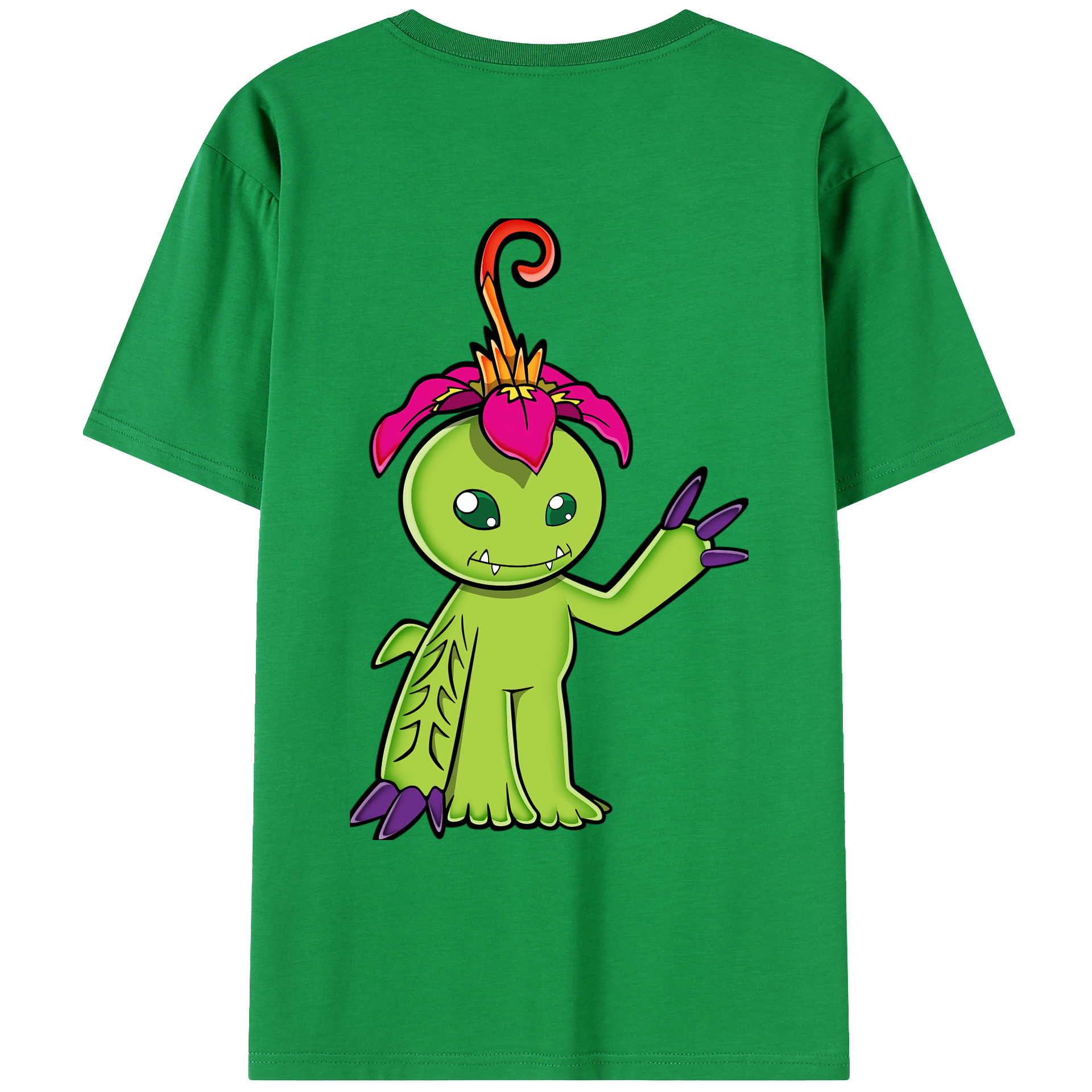 （画像用） Digimon デジタルモンスター/デジモン 綿100％ メンズ半袖Tシャツ（バックプリント） 通気性
