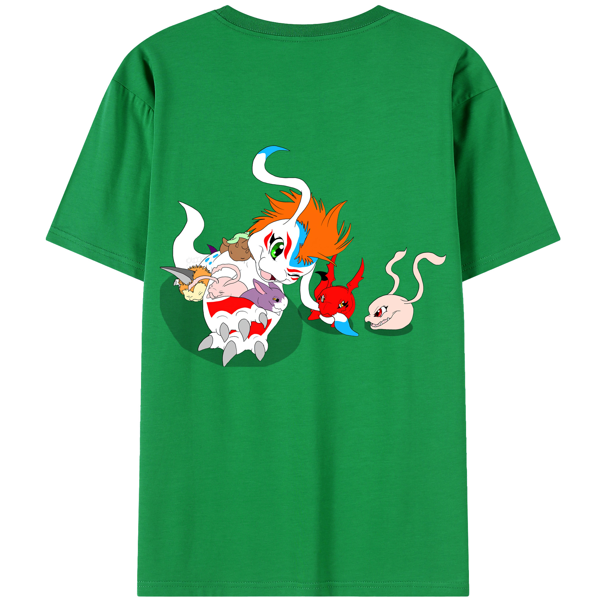 （画像用） Digimon デジタルモンスター/デジモン 綿100％ メンズ半袖Tシャツ（バックプリント） 通気性