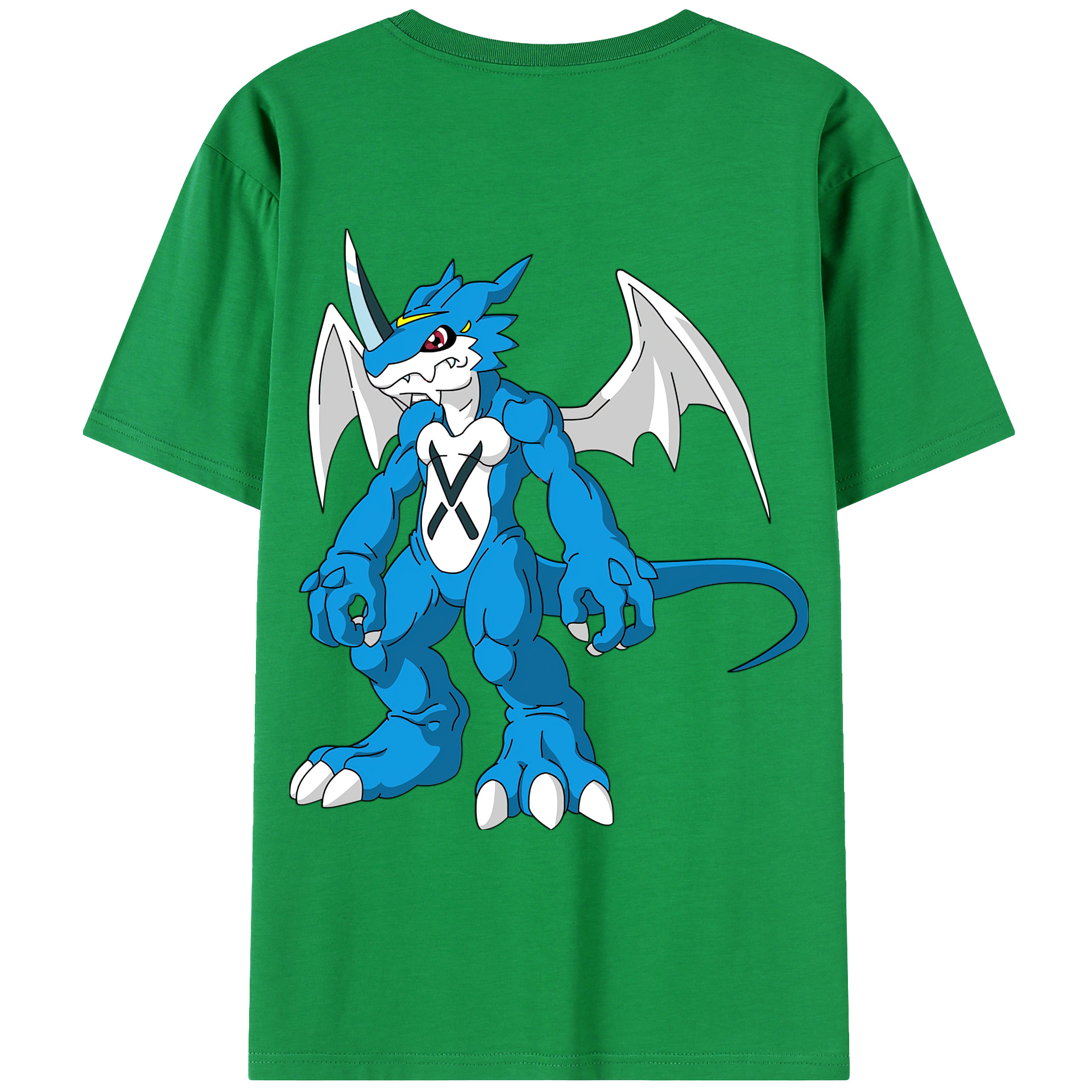 （画像用） Digimon デジタルモンスター/デジモン 綿100％ メンズ半袖Tシャツ（バックプリント） 通気性