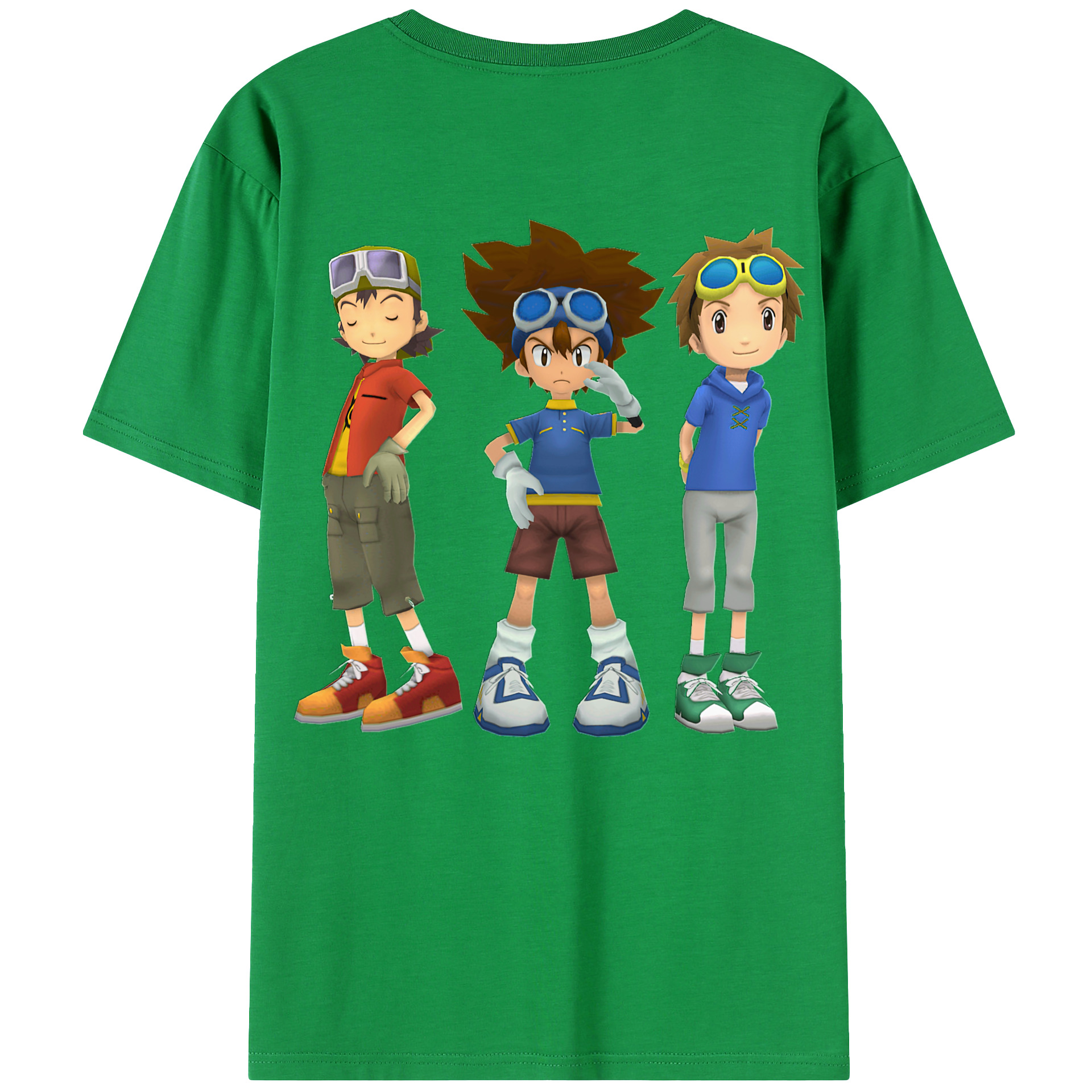 （画像用） Digimon デジタルモンスター/デジモン 綿100％ メンズ半袖Tシャツ（バックプリント） 通気性