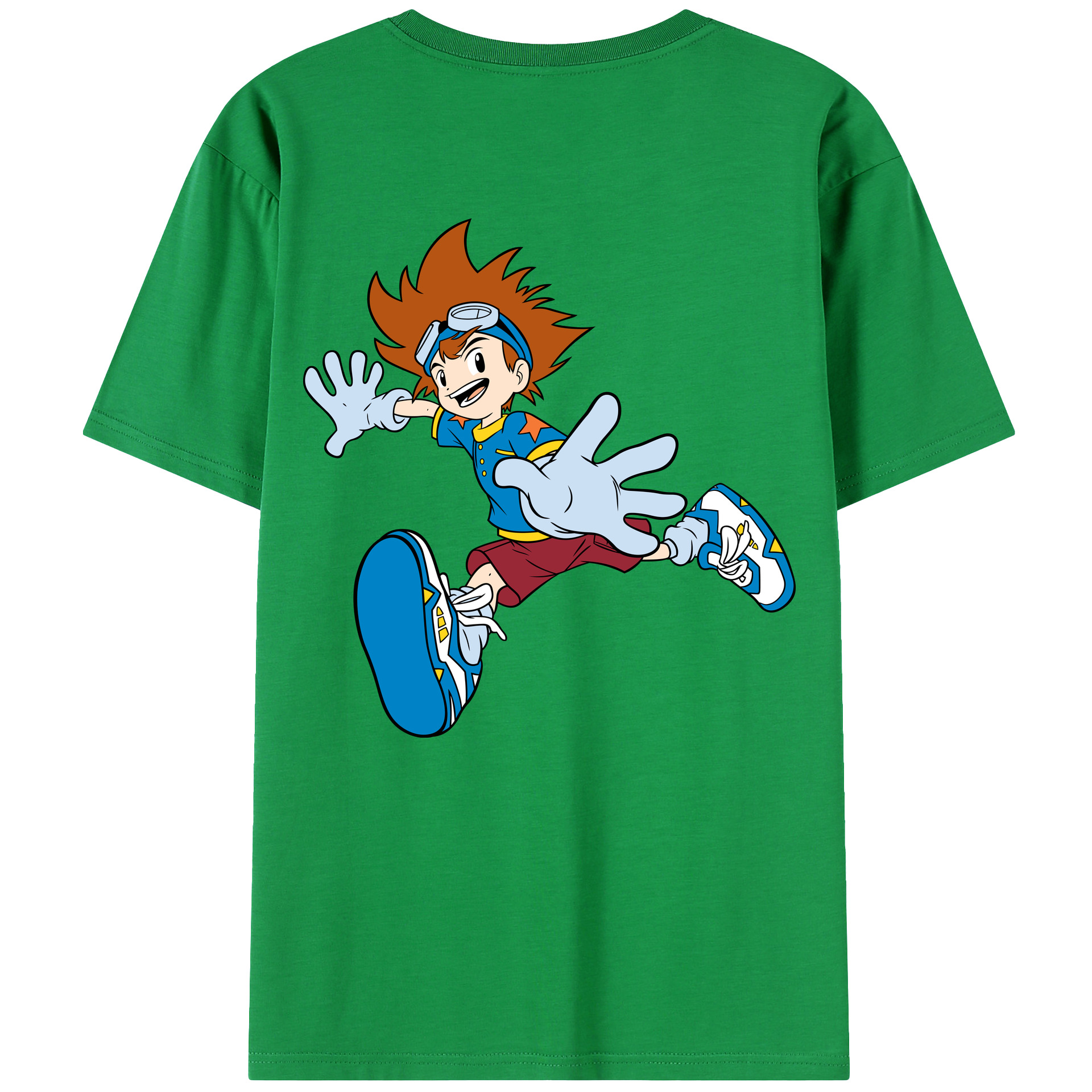 （画像用） Digimon デジタルモンスター/デジモン 綿100％ メンズ半袖Tシャツ（バックプリント） 通気性