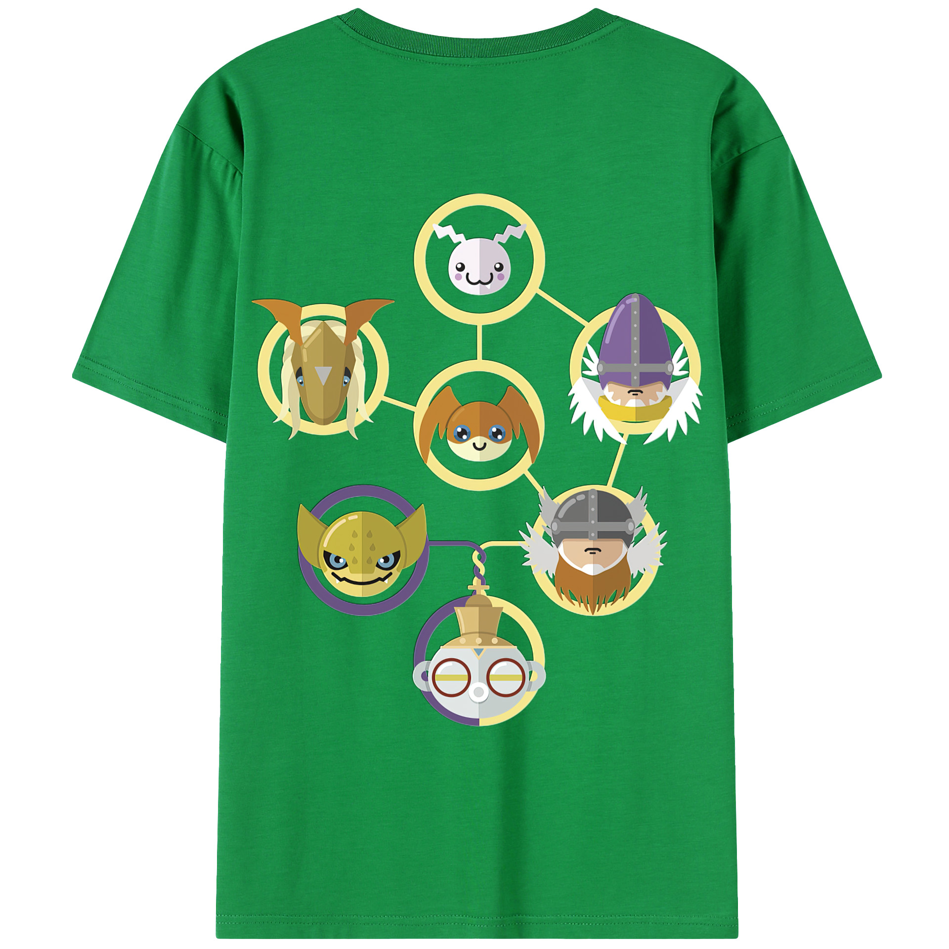 （画像用） Digimon デジタルモンスター/デジモン 綿100％ メンズ半袖Tシャツ（バックプリント） 通気性