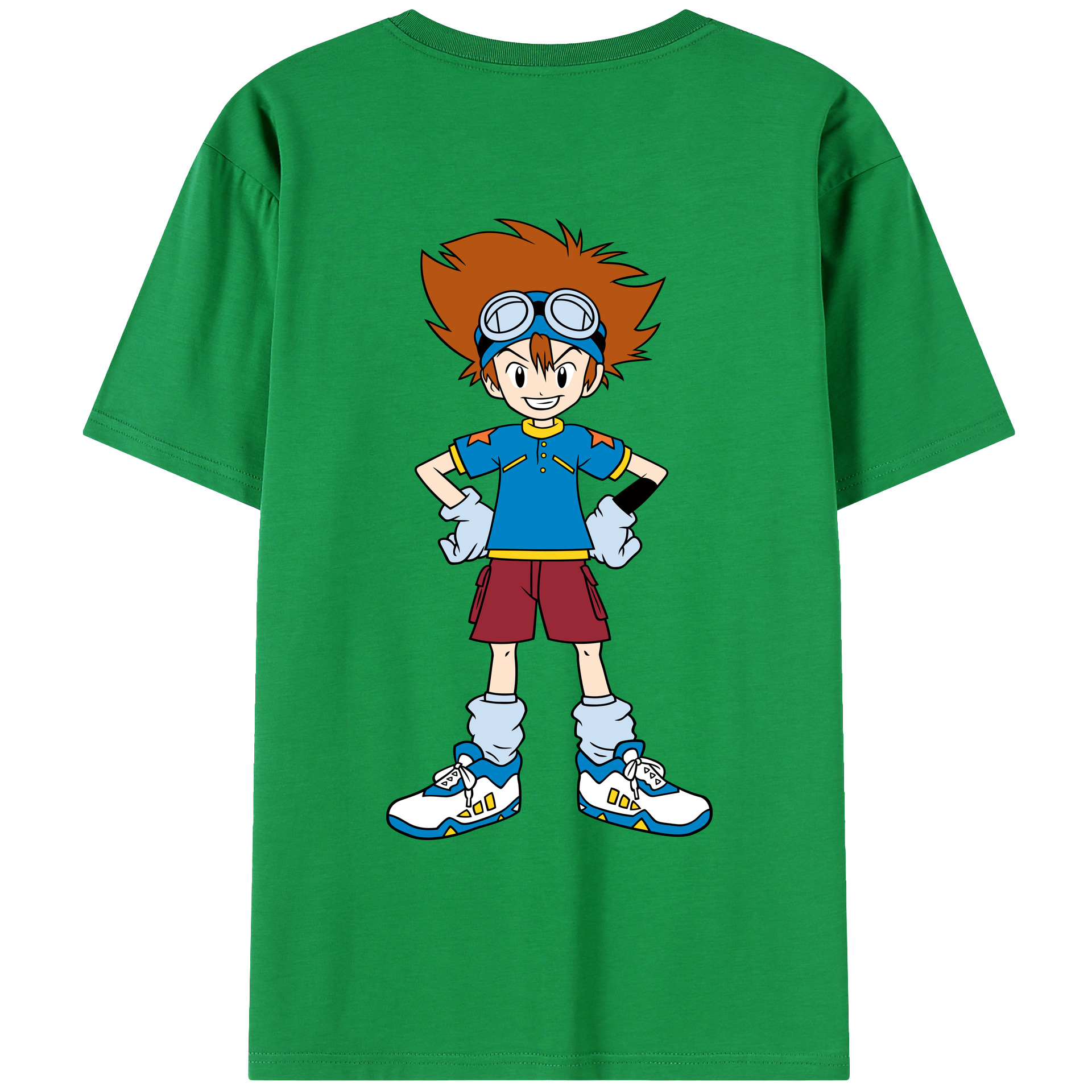 （画像用） Digimon デジタルモンスター/デジモン 綿100％ メンズ半袖Tシャツ（バックプリント） 通気性