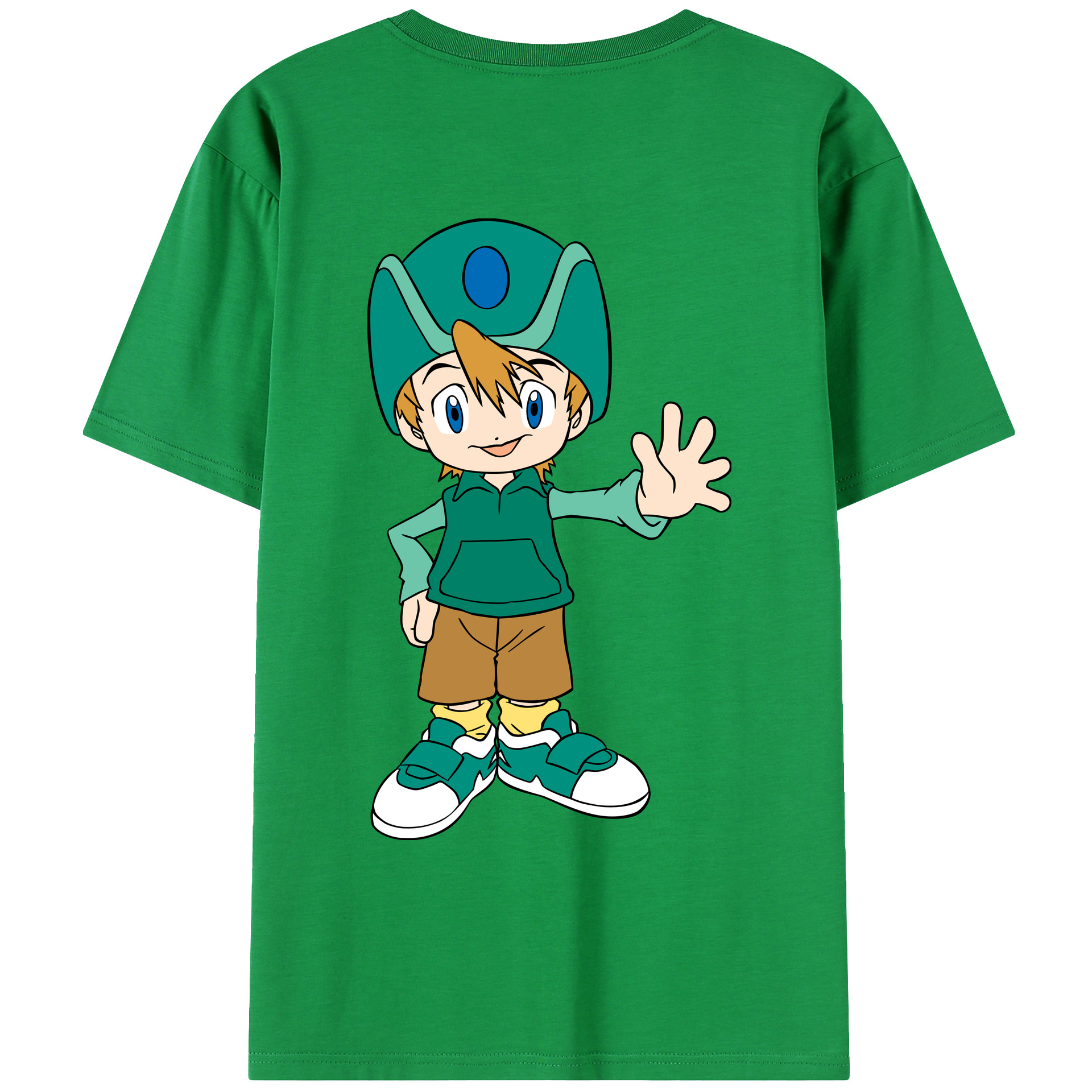 （画像用） Digimon デジタルモンスター/デジモン 綿100％ メンズ半袖Tシャツ（バックプリント） 通気性