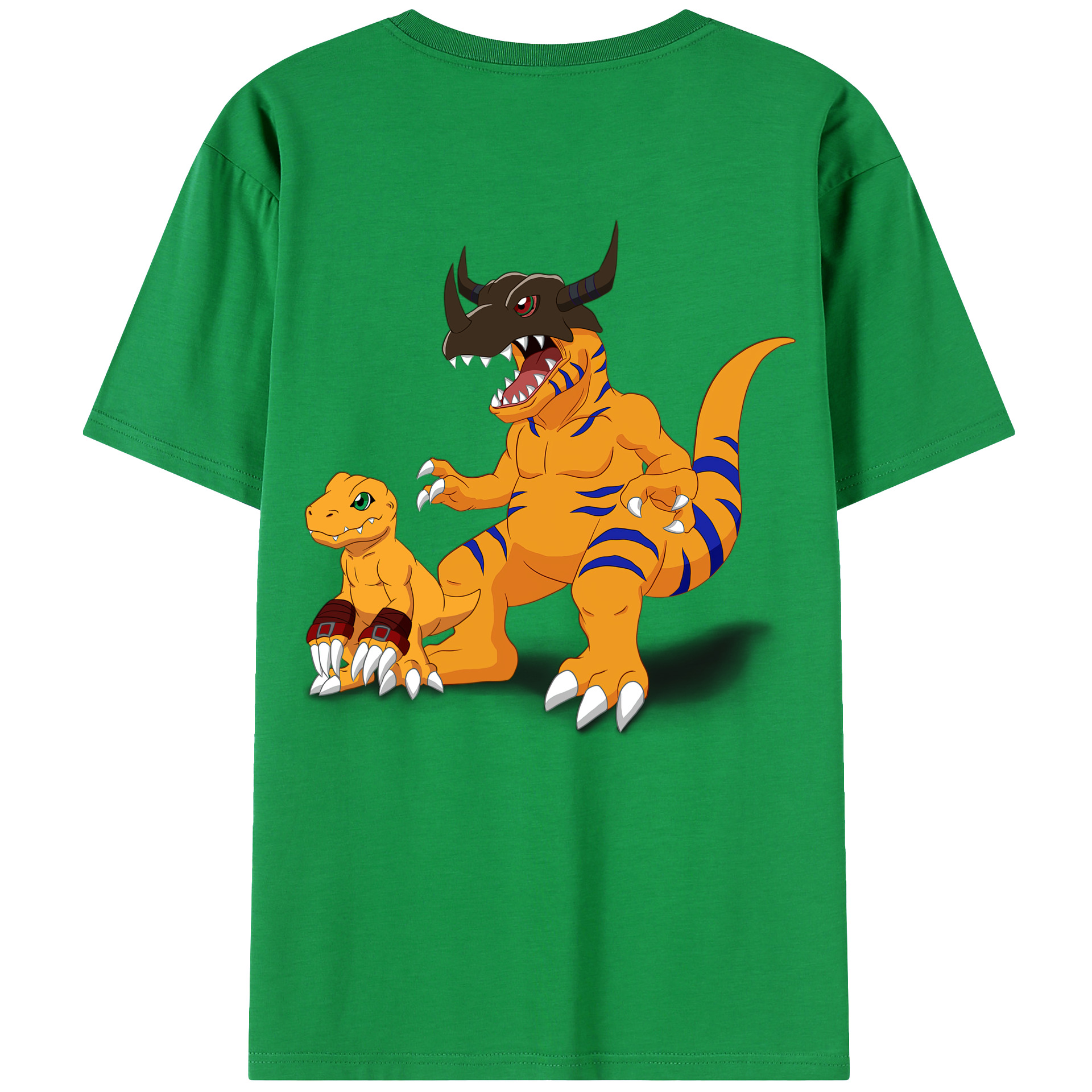 （画像用） Digimon デジタルモンスター/デジモン 綿100％ メンズ半袖Tシャツ（バックプリント） 通気性