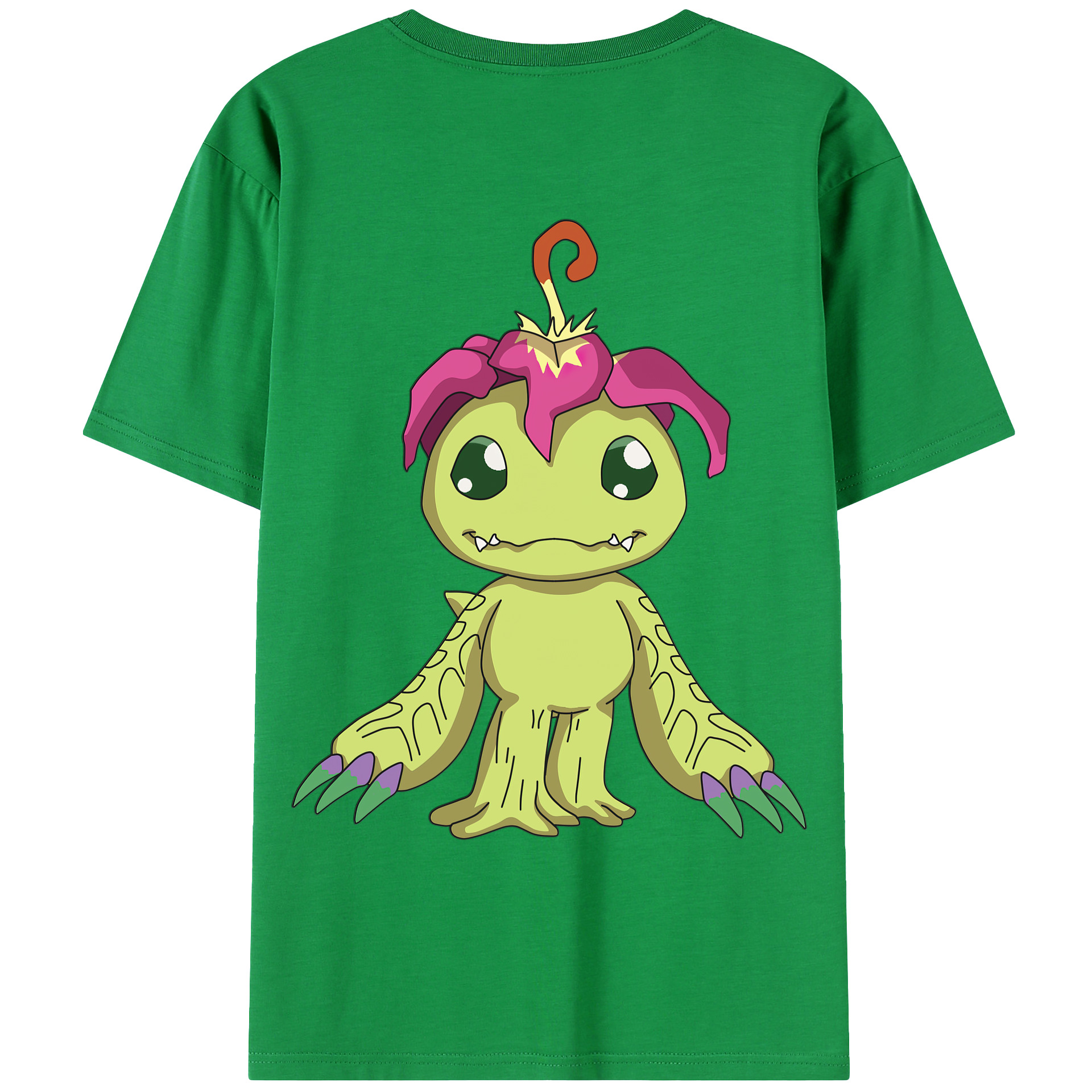 （画像用） Digimon デジタルモンスター/デジモン 綿100％ メンズ半袖Tシャツ（バックプリント） 通気性