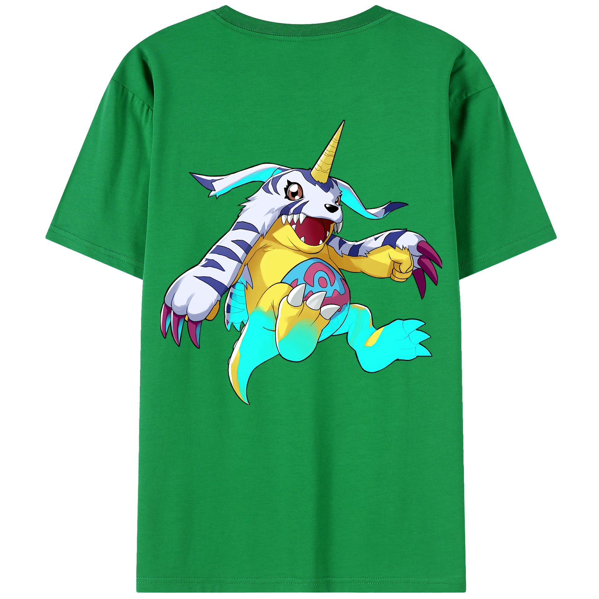 （画像用） Digimon デジタルモンスター/デジモン 綿100％ メンズ半袖Tシャツ（バックプリント） 通気性