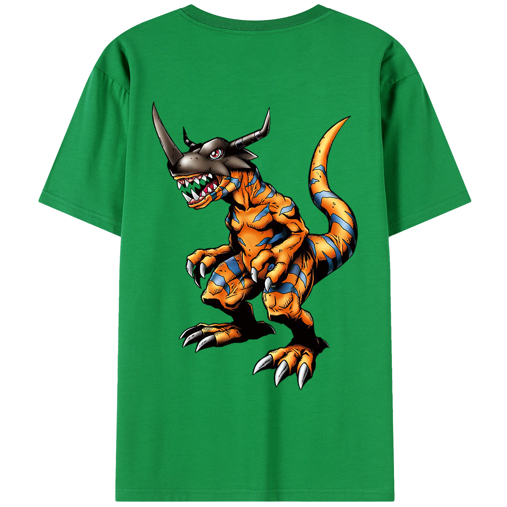 （画像用） Digimon デジタルモンスター/デジモン 綿100％ メンズ半袖Tシャツ（バックプリント） 通気性