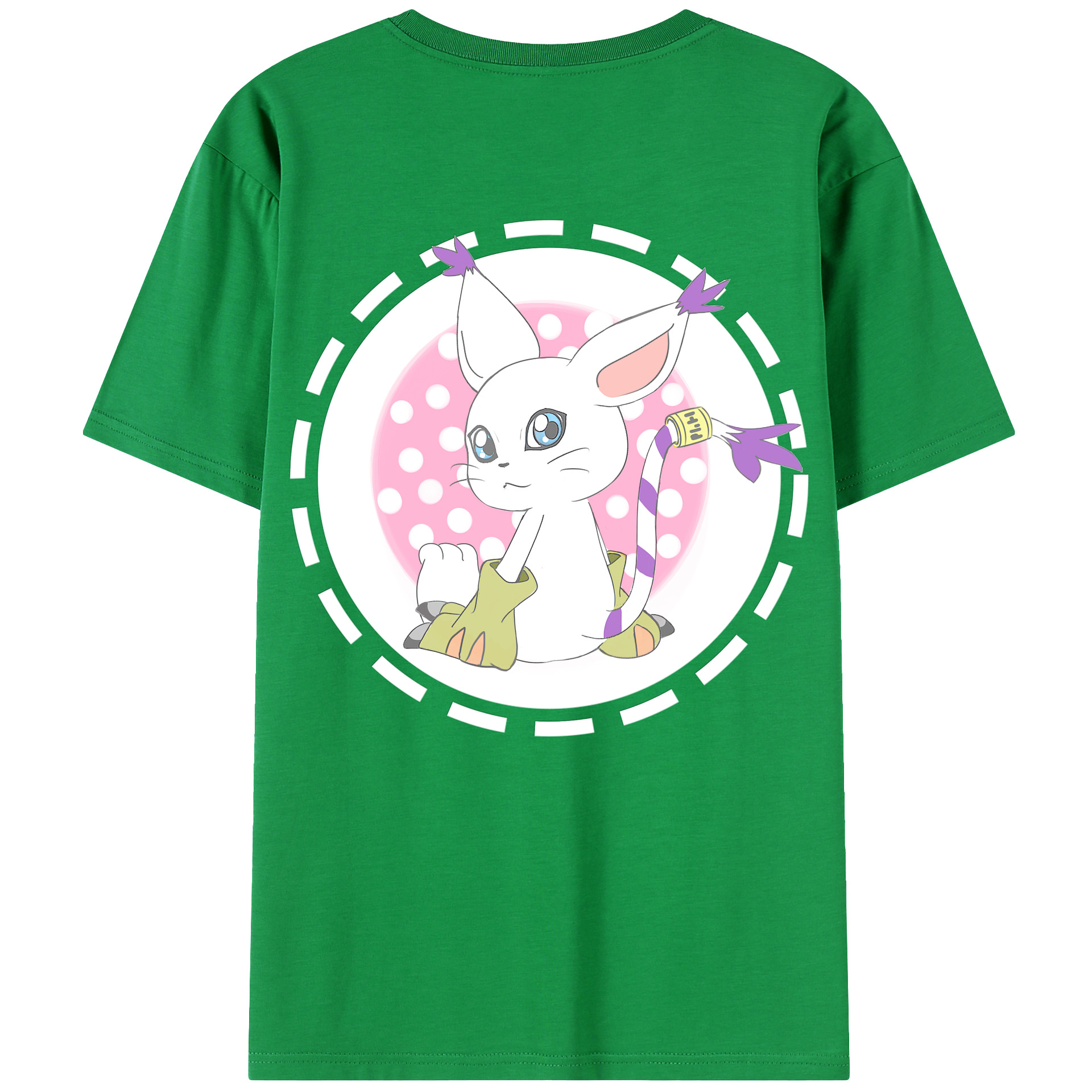 （画像用） Digimon デジタルモンスター/デジモン 綿100％ メンズ半袖Tシャツ（バックプリント） 通気性