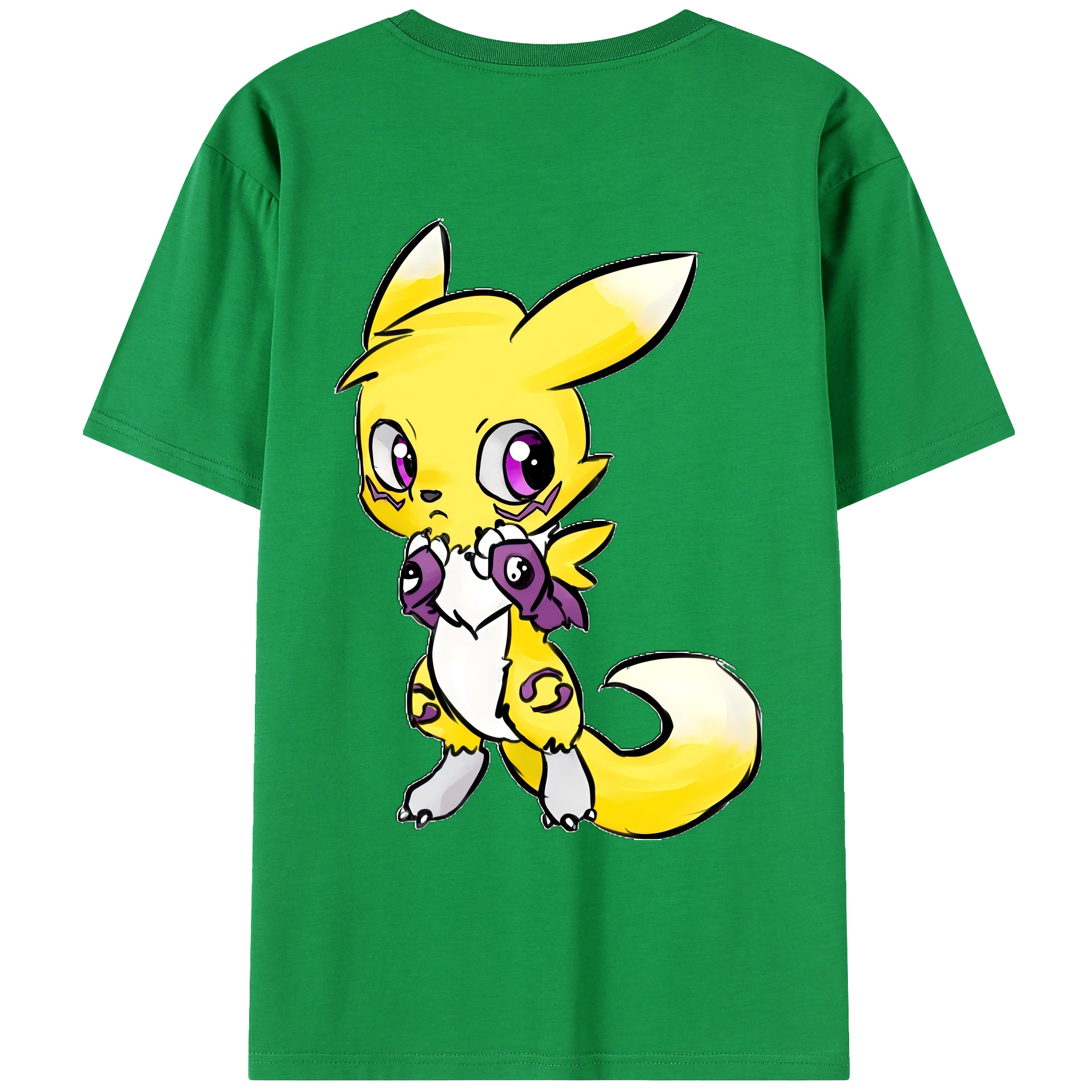 （画像用） Digimon デジタルモンスター/デジモン 綿100％ メンズ半袖Tシャツ（バックプリント） 通気性
