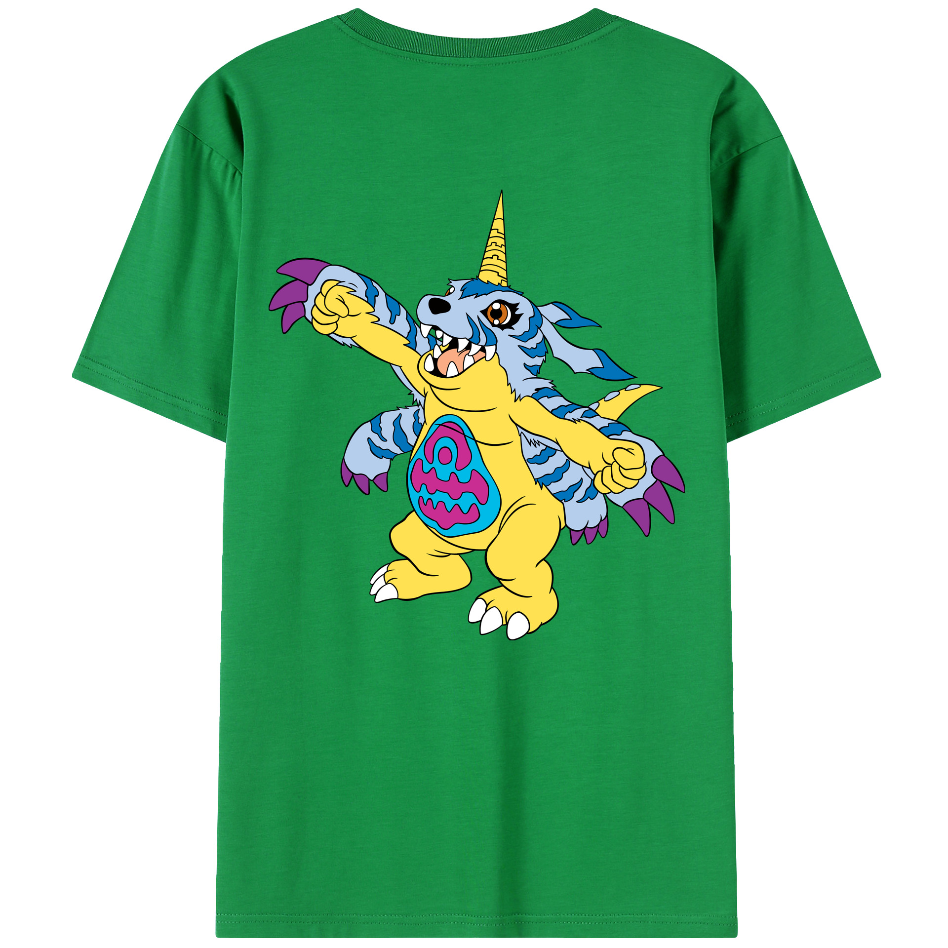 （画像用） Digimon デジタルモンスター/デジモン 綿100％ メンズ半袖Tシャツ（バックプリント） 通気性