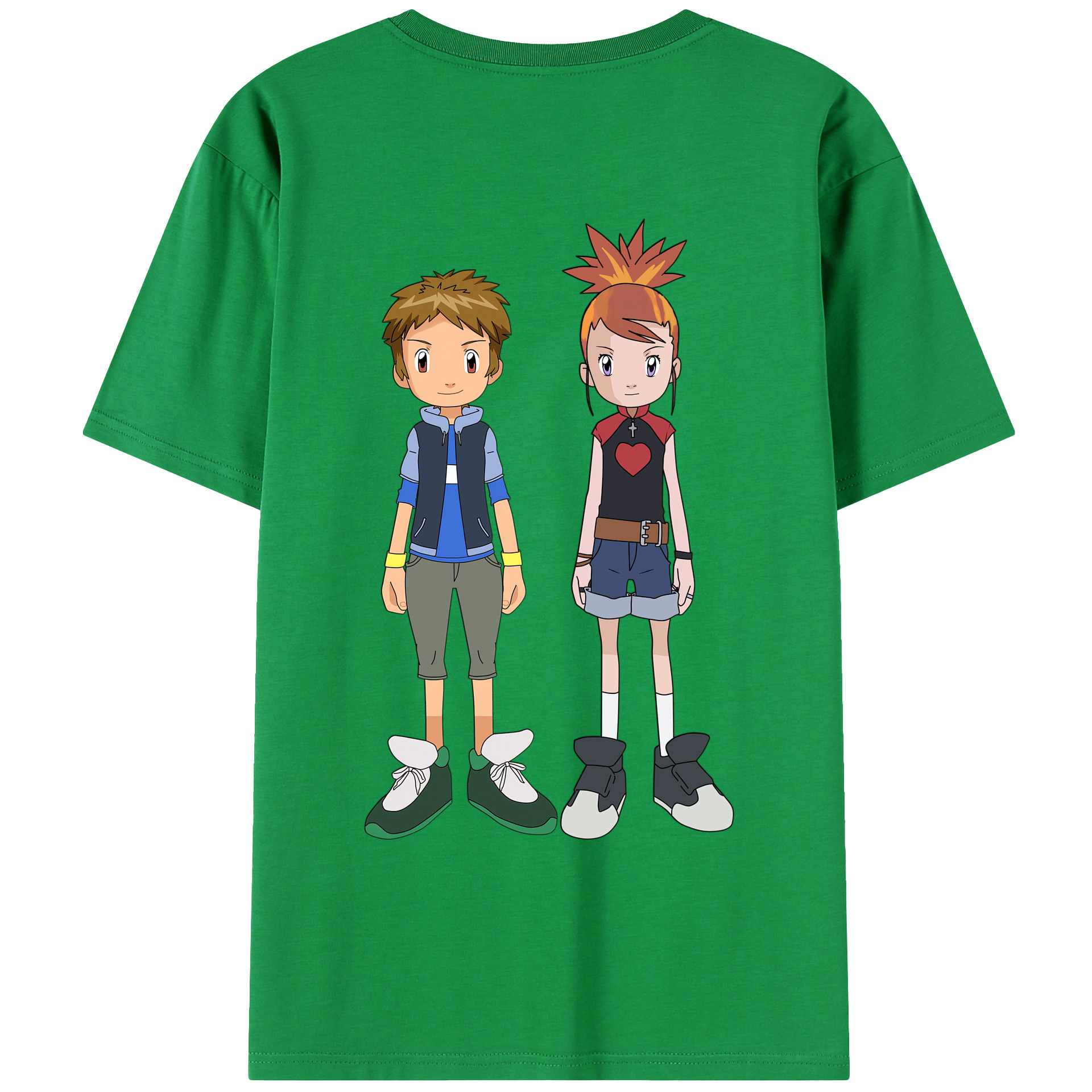 （画像用） Digimon デジタルモンスター/デジモン 綿100％ メンズ半袖Tシャツ（バックプリント） 通気性