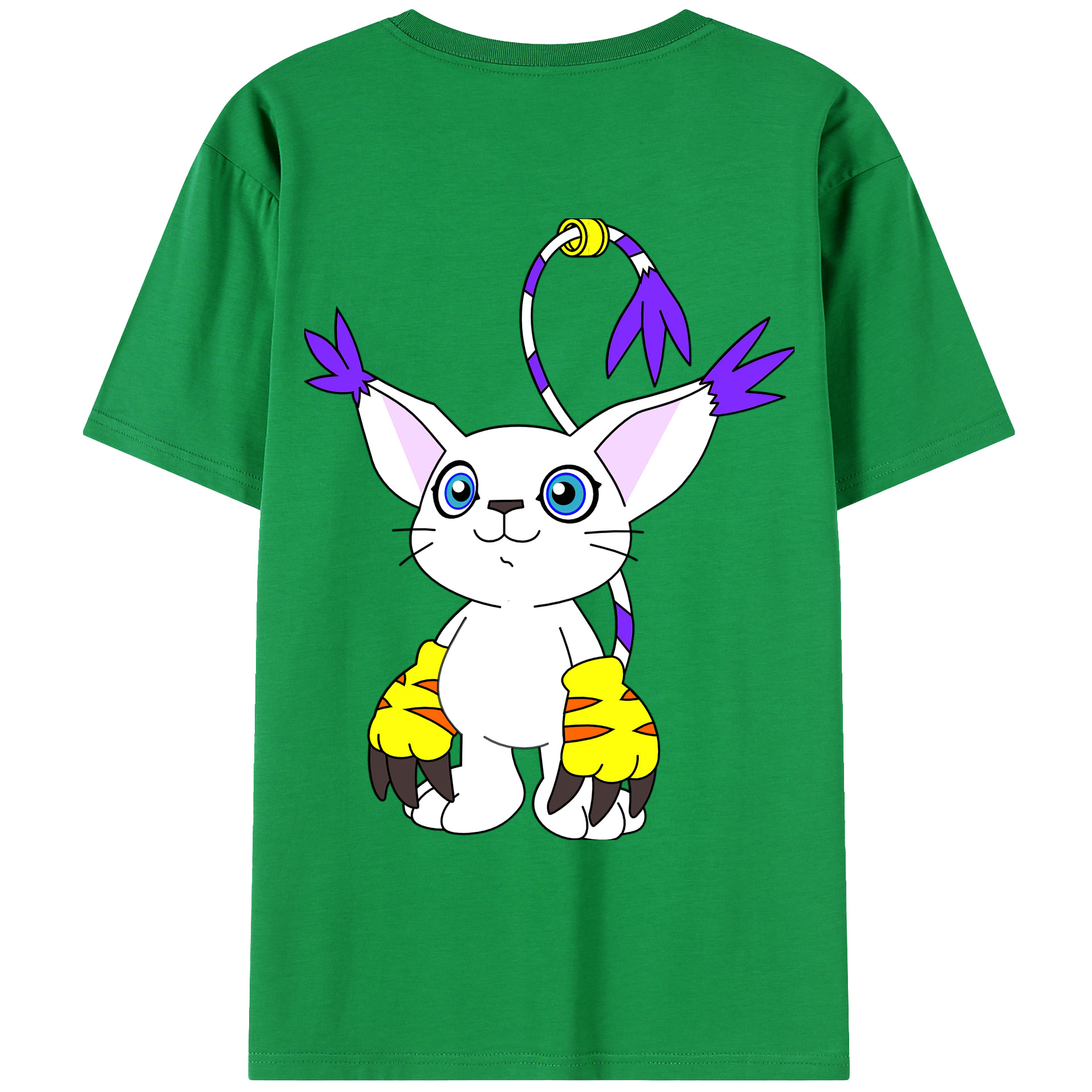 （画像用） Digimon デジタルモンスター/デジモン 綿100％ メンズ半袖Tシャツ（バックプリント） 通気性