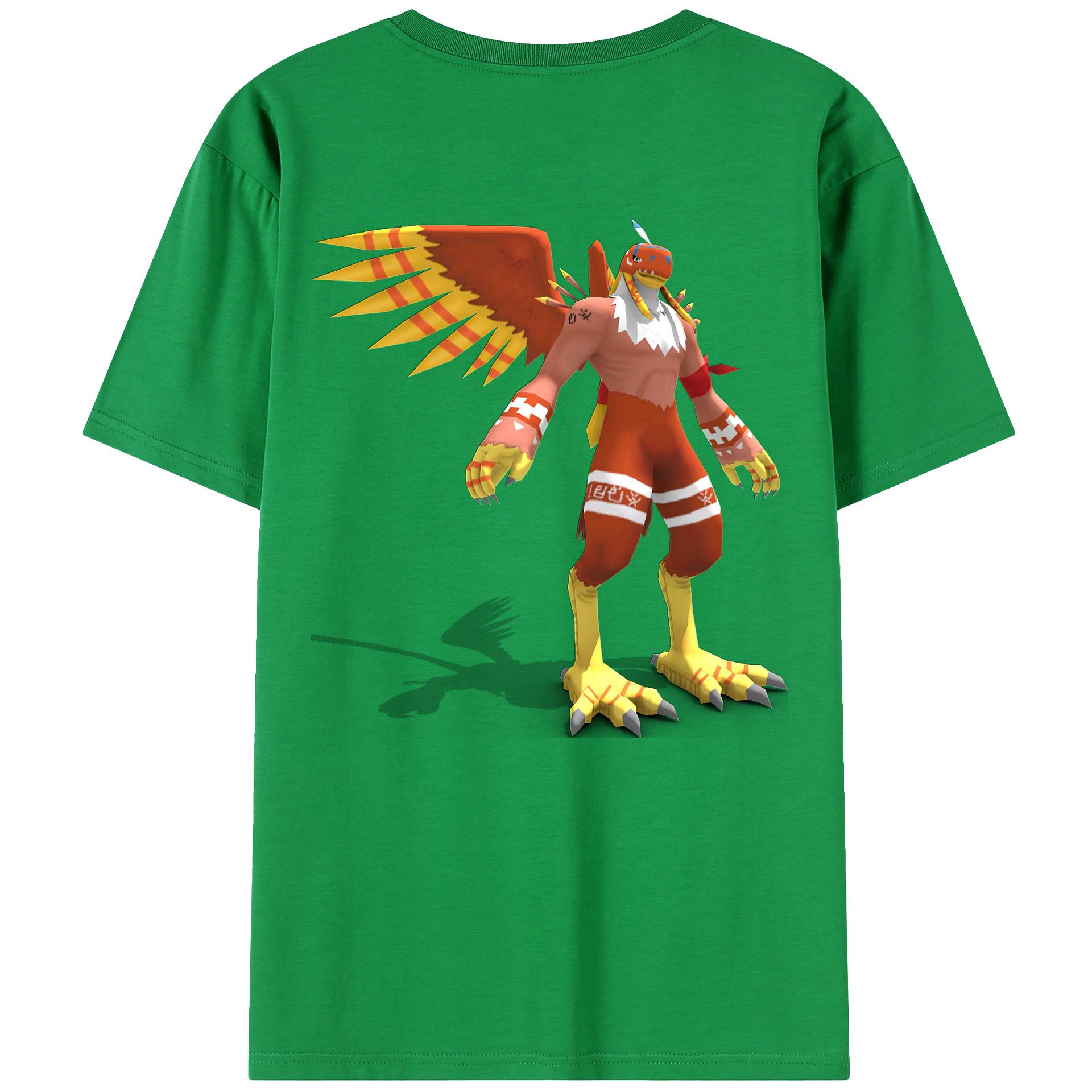 （画像用） Digimon デジタルモンスター/デジモン 綿100％ メンズ半袖Tシャツ（バックプリント） 通気性