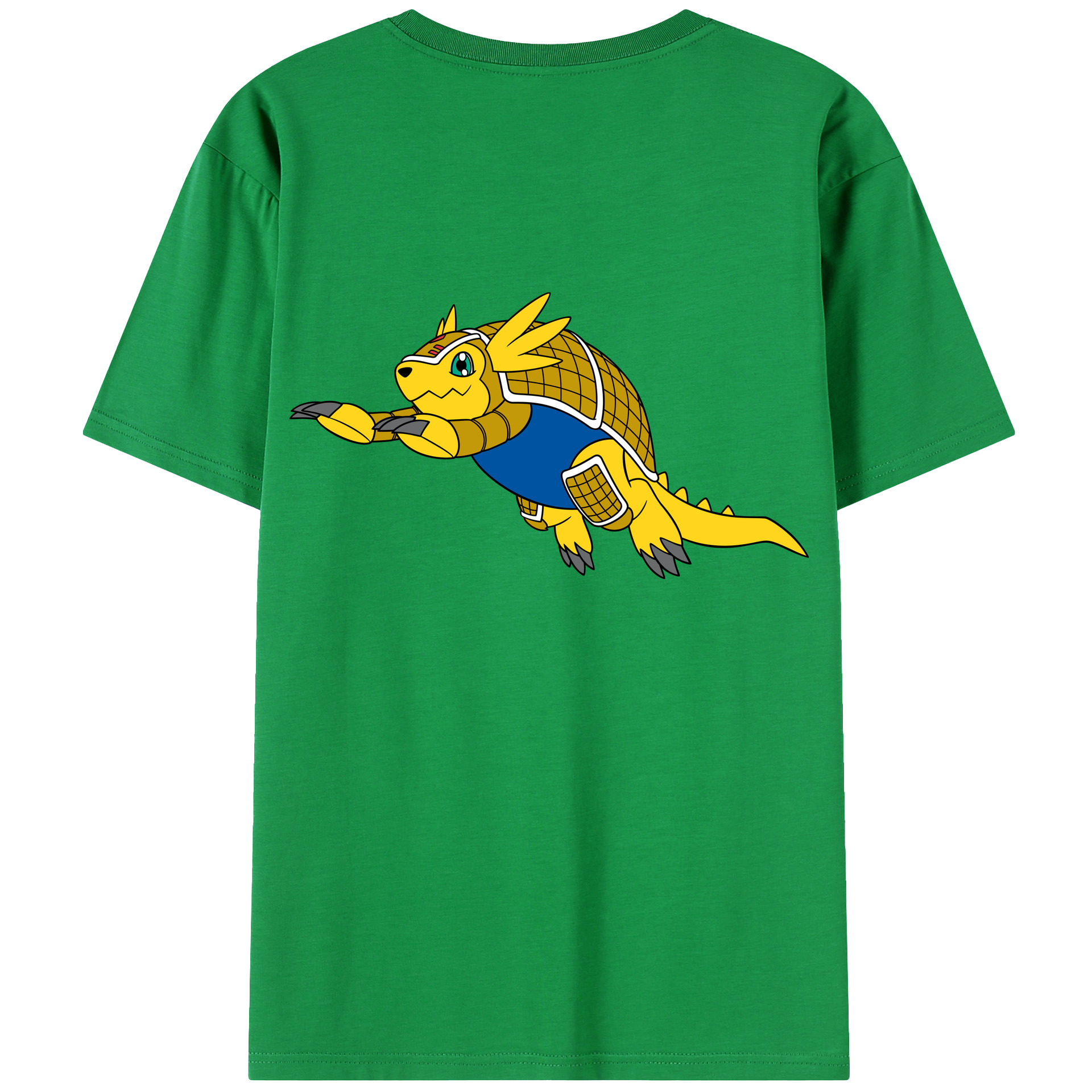 （画像用） Digimon デジタルモンスター/デジモン 綿100％ メンズ半袖Tシャツ（バックプリント） 通気性