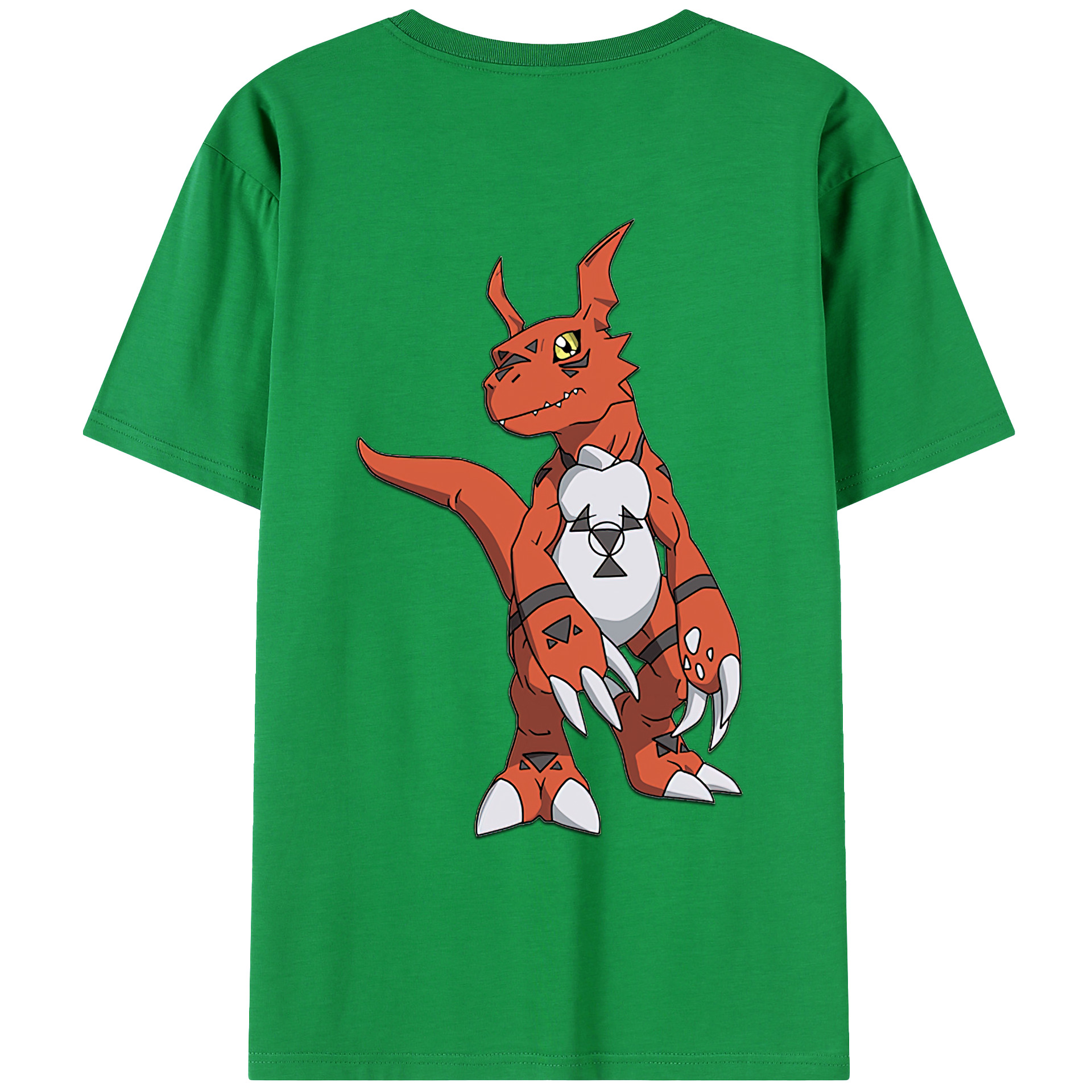 （画像用） Digimon デジタルモンスター/デジモン 綿100％ メンズ半袖Tシャツ（バックプリント） 通気性