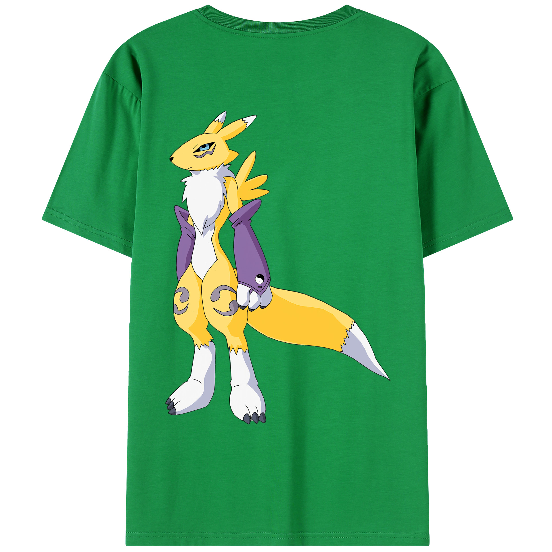 （画像用） Digimon デジタルモンスター/デジモン 綿100％ メンズ半袖Tシャツ（バックプリント） 通気性