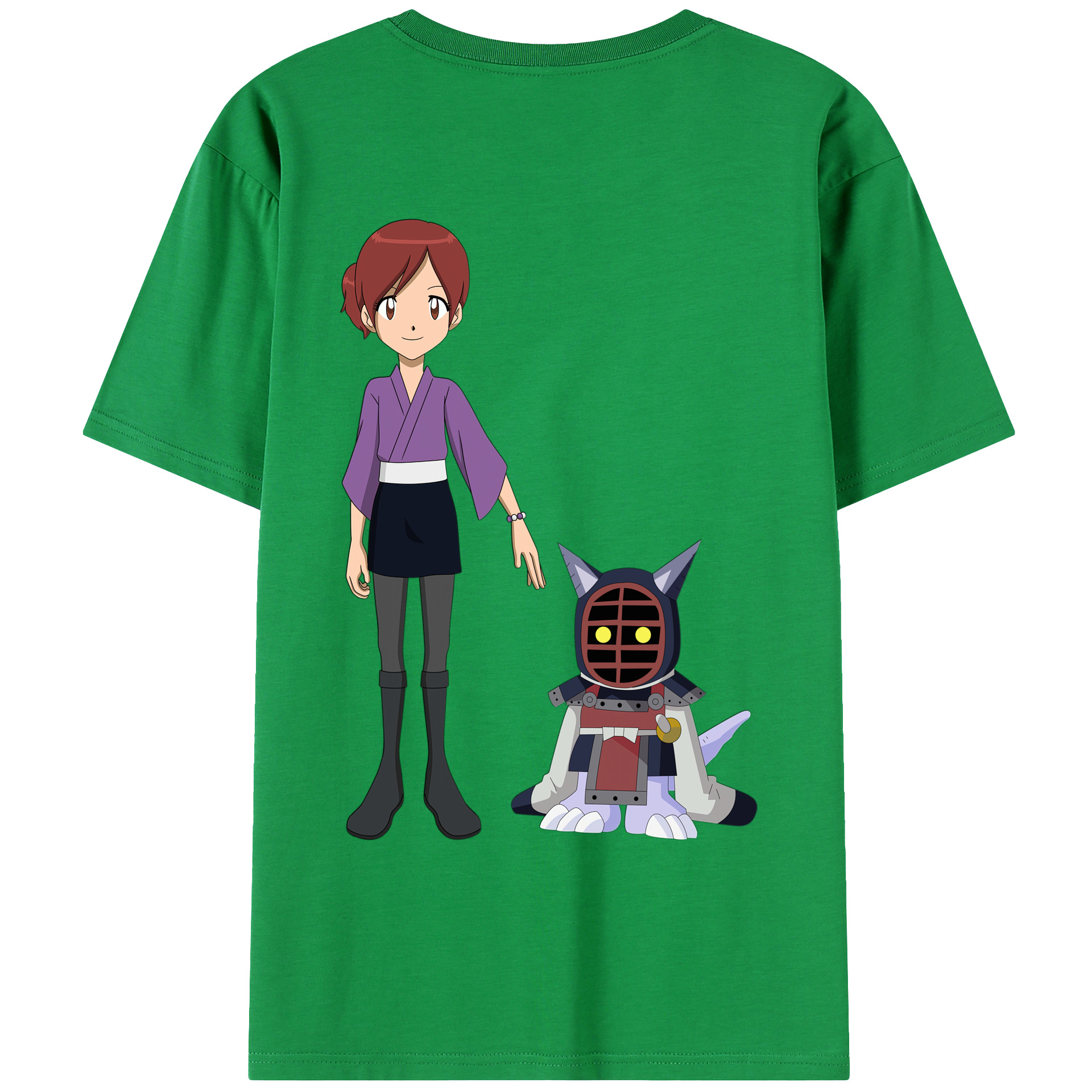 （画像用） Digimon デジタルモンスター/デジモン 綿100％ メンズ半袖Tシャツ（バックプリント） 通気性