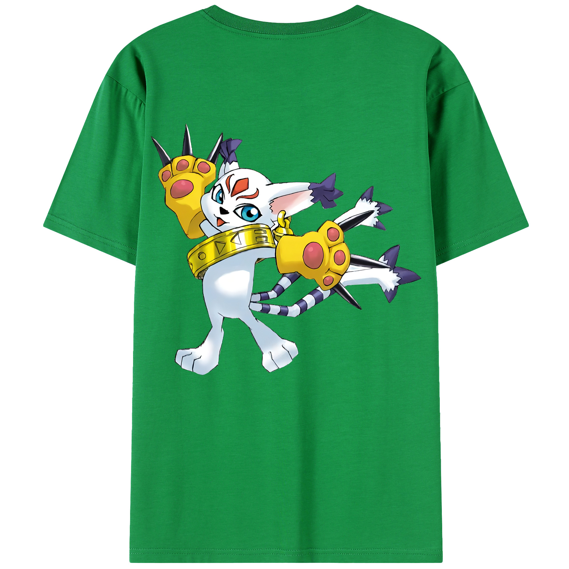 （画像用） Digimon デジタルモンスター/デジモン 綿100％ メンズ半袖Tシャツ（バックプリント） 通気性