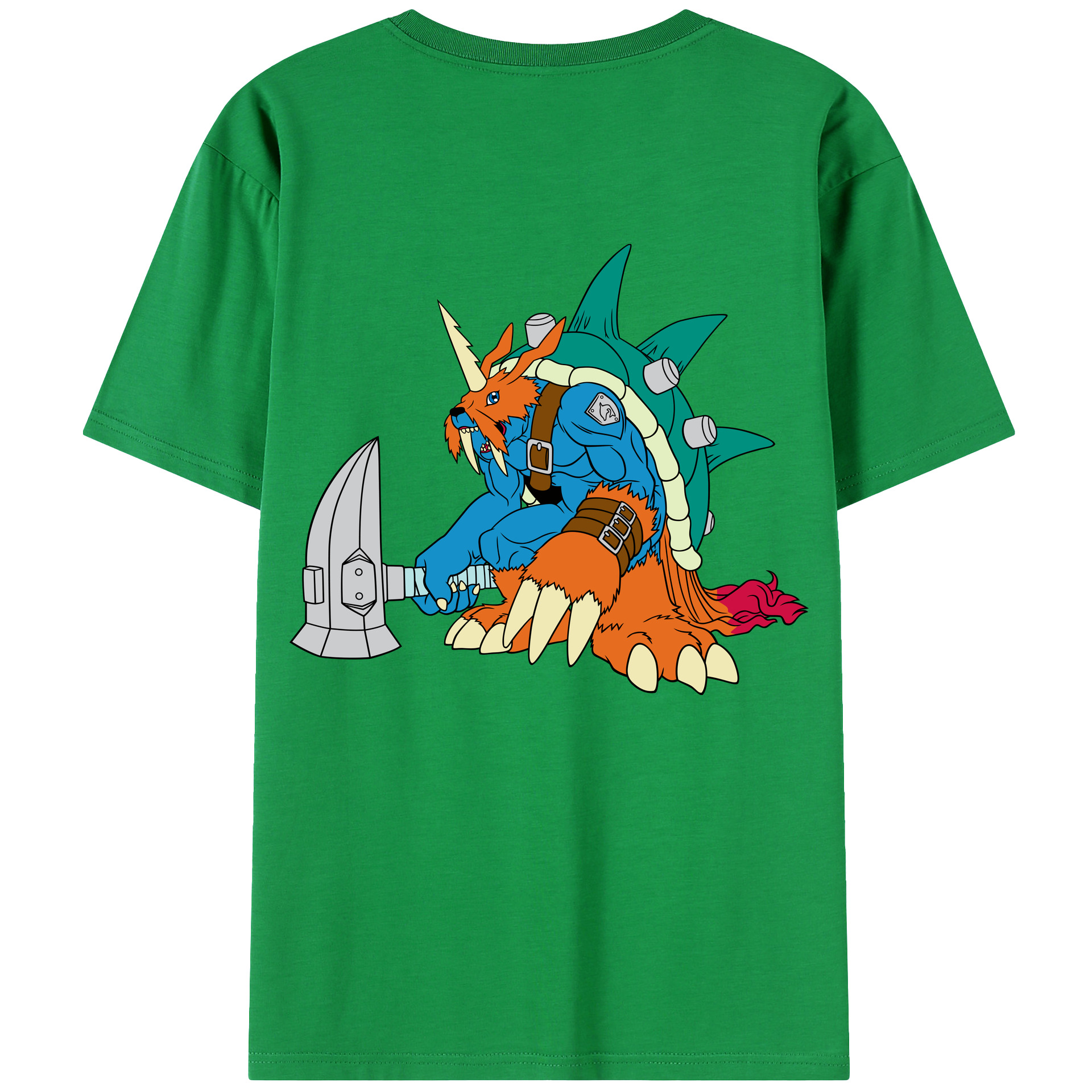 （画像用） Digimon デジタルモンスター/デジモン 綿100％ メンズ半袖Tシャツ（バックプリント） 通気性