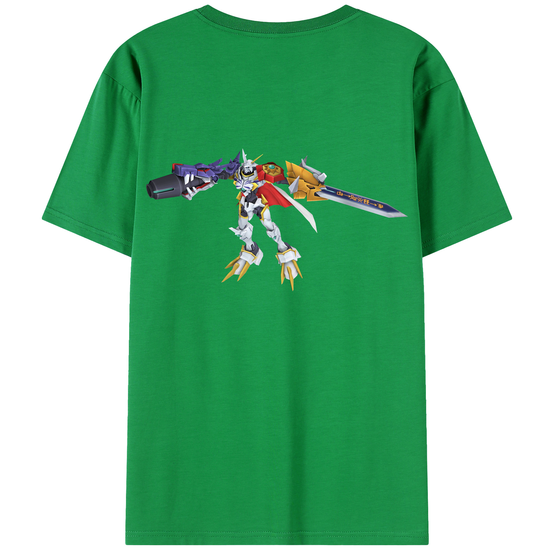 （画像用） Digimon デジタルモンスター/デジモン 綿100％ メンズ半袖Tシャツ（バックプリント） 通気性