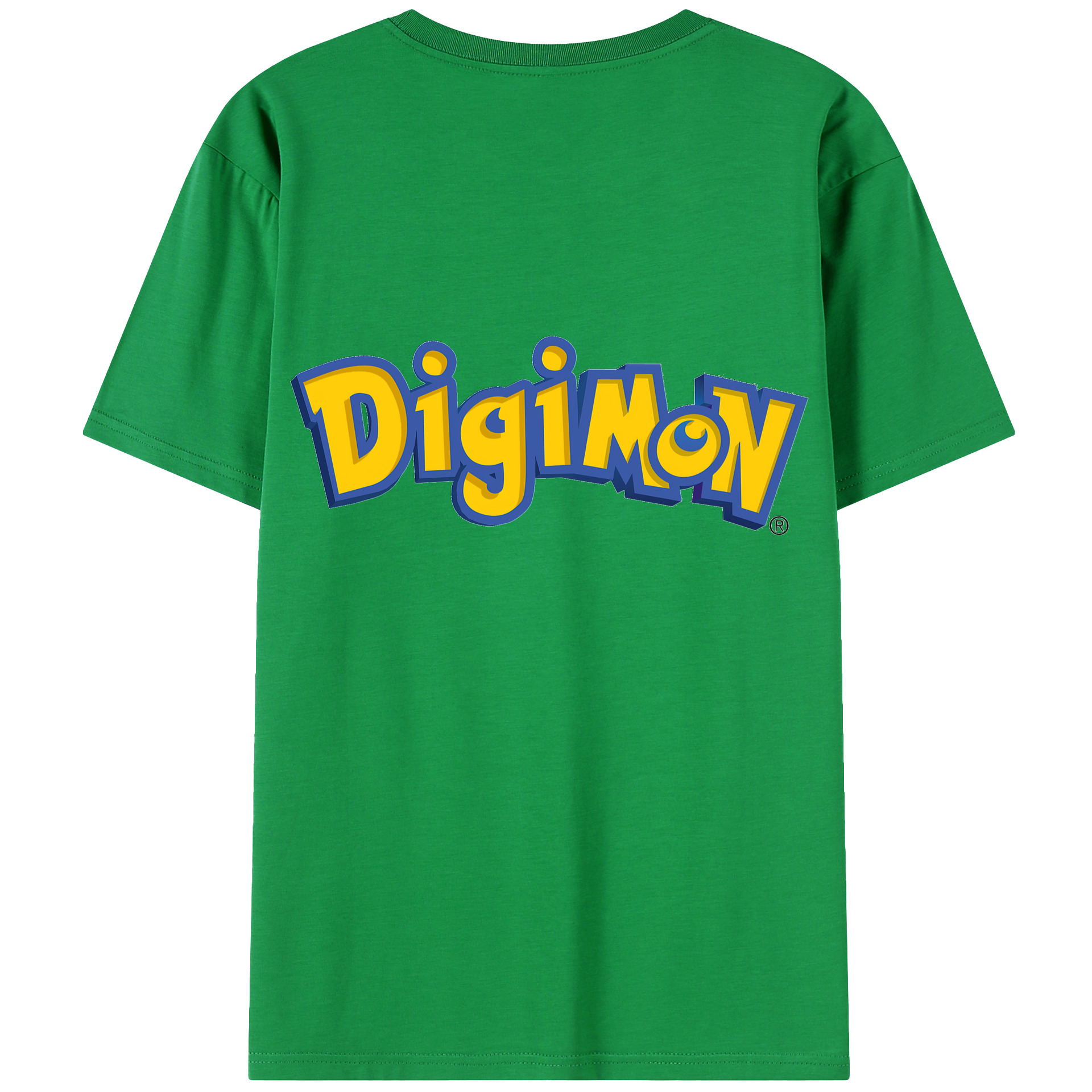 （画像用） Digimon デジタルモンスター/デジモン 綿100％ メンズ半袖Tシャツ（バックプリント） 通気性