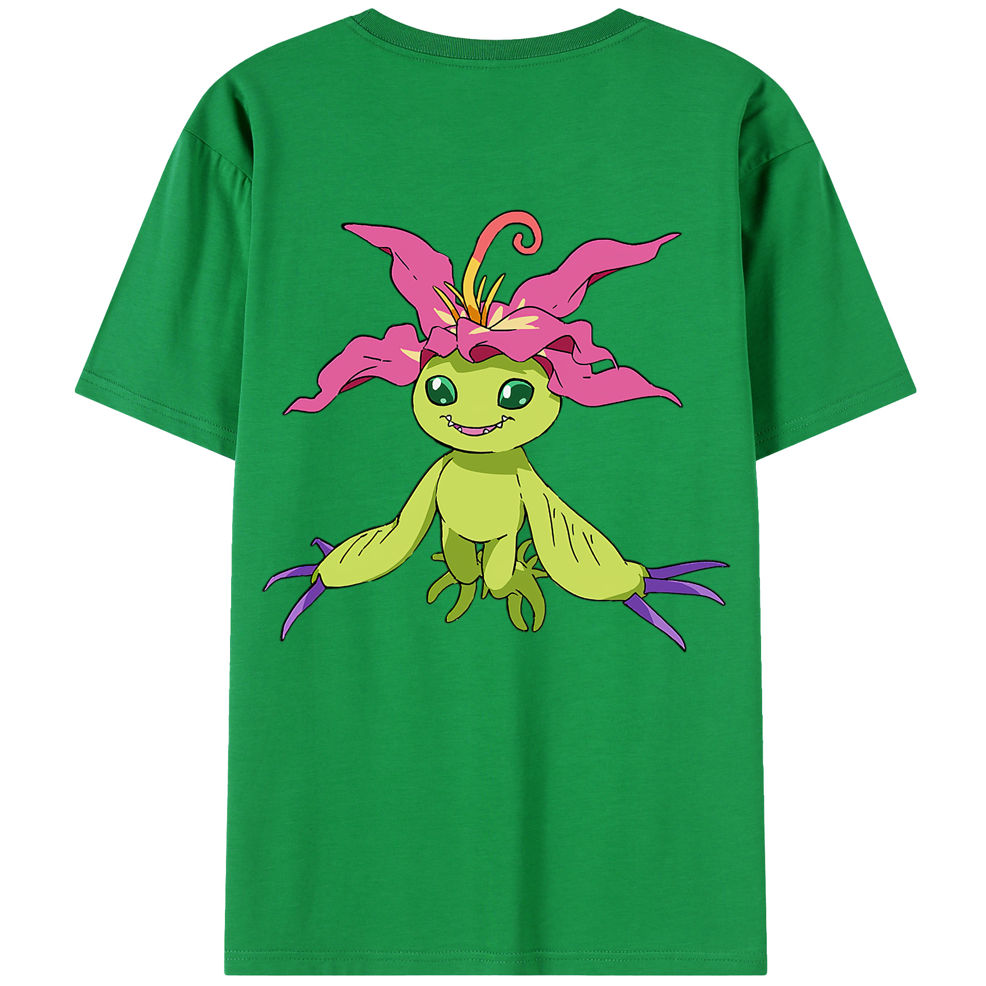 （画像用） Digimon デジタルモンスター/デジモン 綿100％ メンズ半袖Tシャツ（バックプリント） 通気性