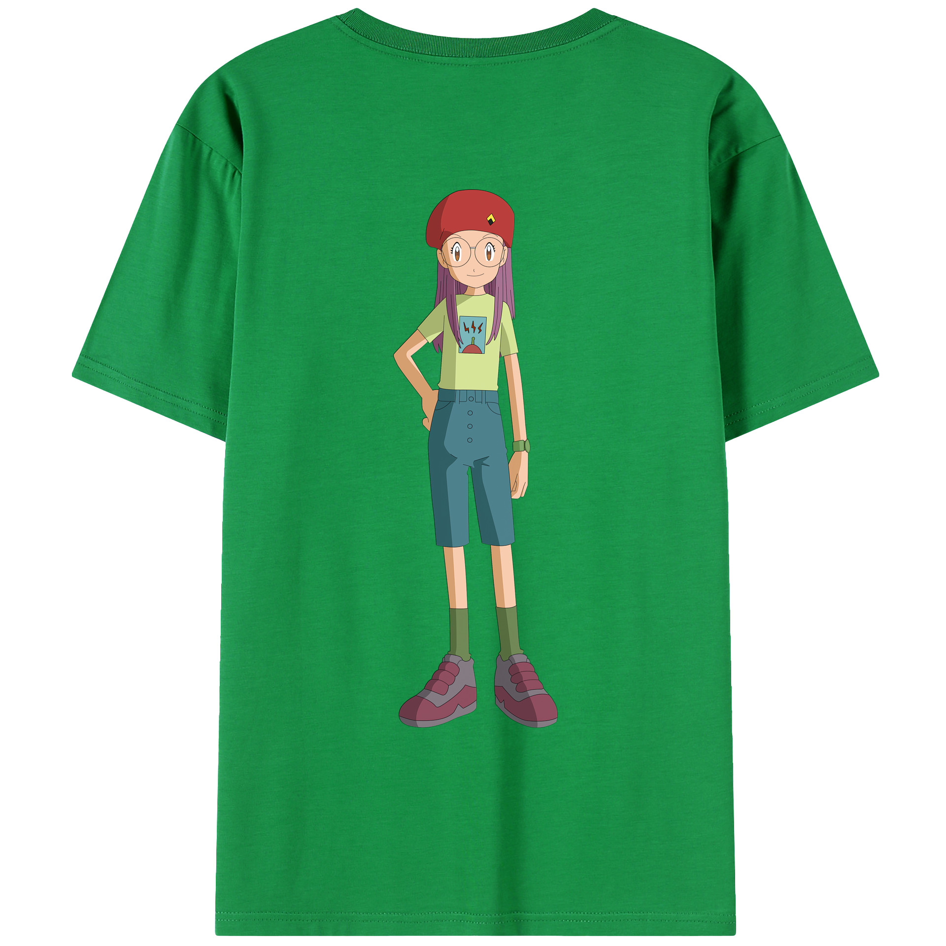 （画像用） Digimon デジタルモンスター/デジモン 綿100％ メンズ半袖Tシャツ（バックプリント） 通気性