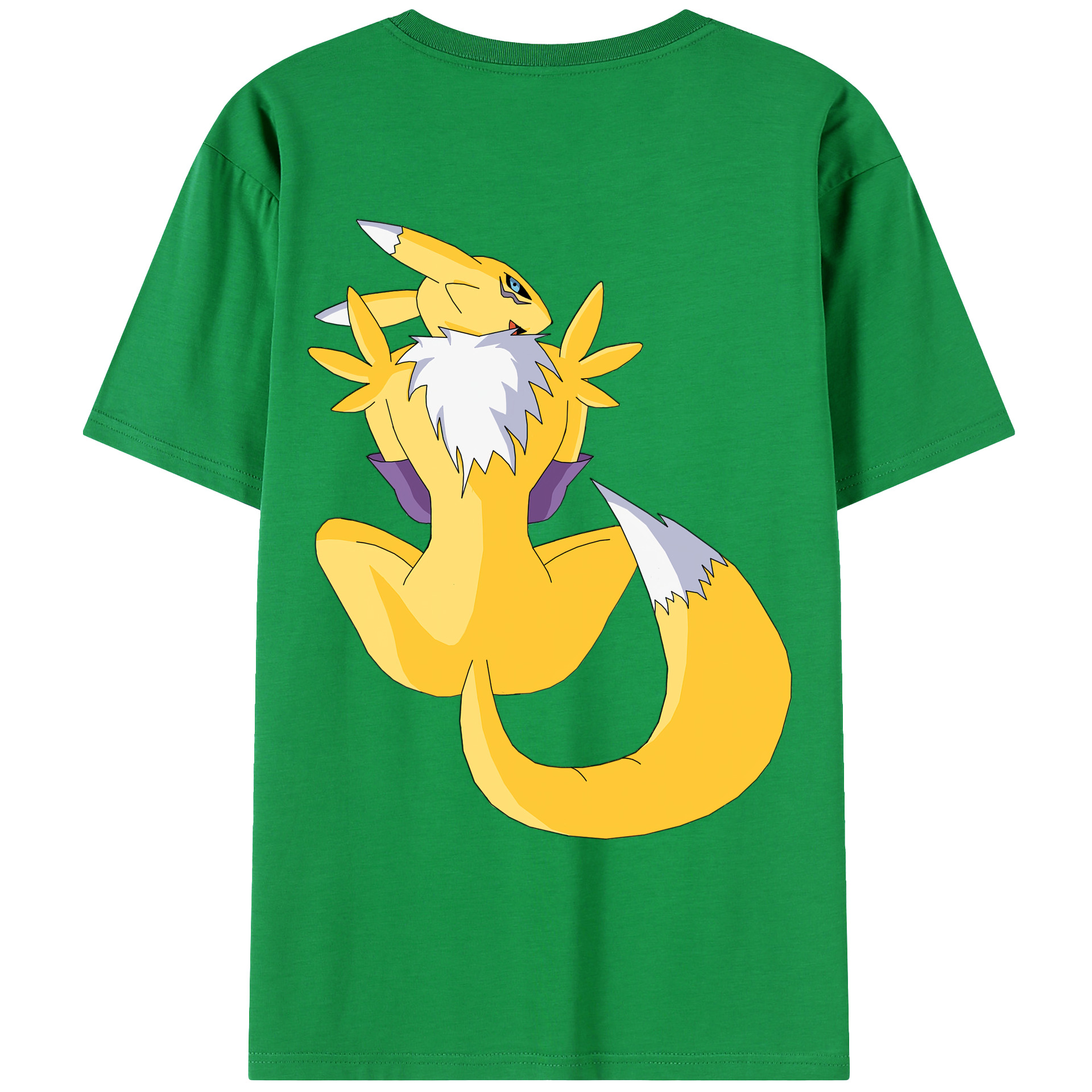 （画像用） Digimon デジタルモンスター/デジモン 綿100％ メンズ半袖Tシャツ（バックプリント） 通気性