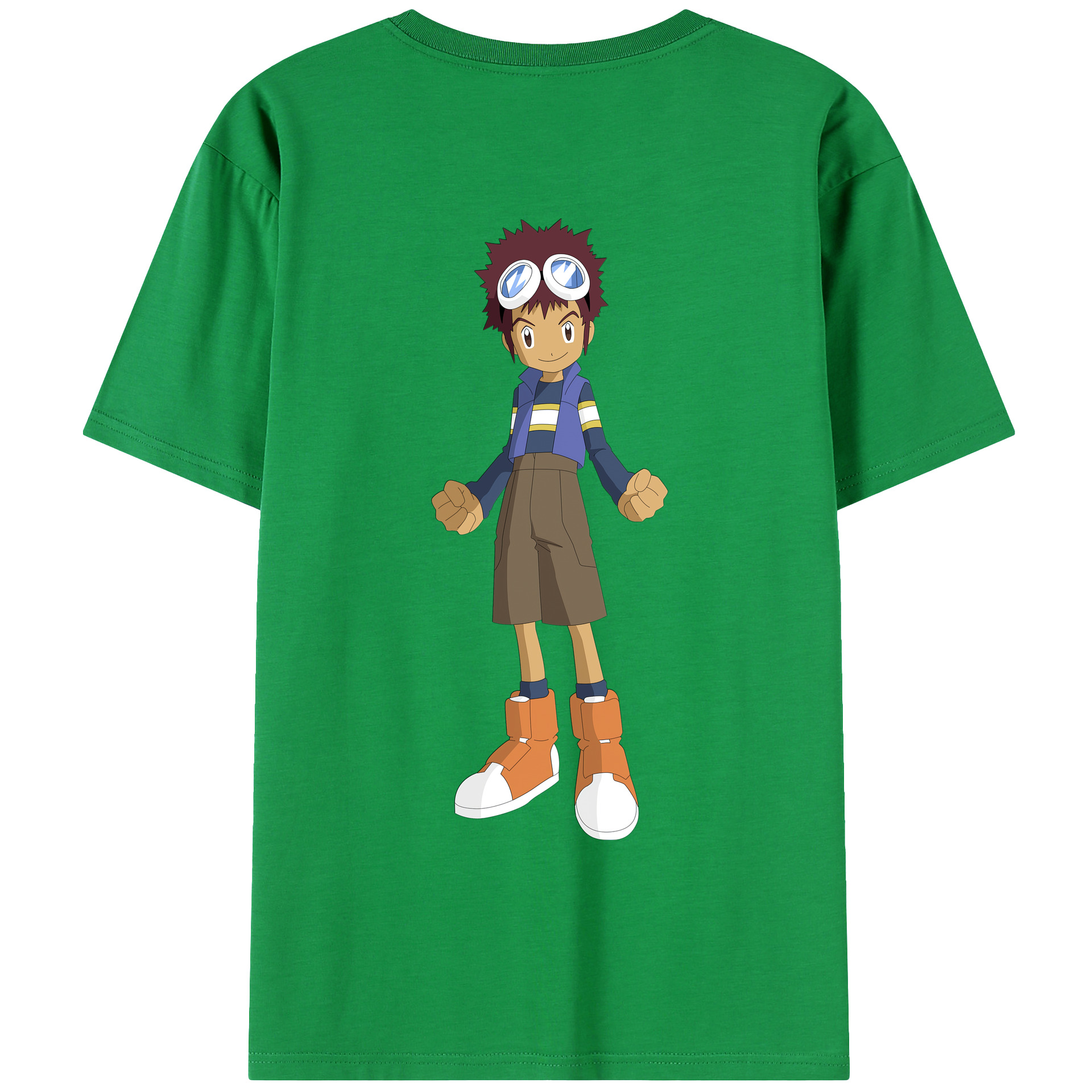 （画像用） Digimon デジタルモンスター/デジモン 綿100％ メンズ半袖Tシャツ（バックプリント） 通気性