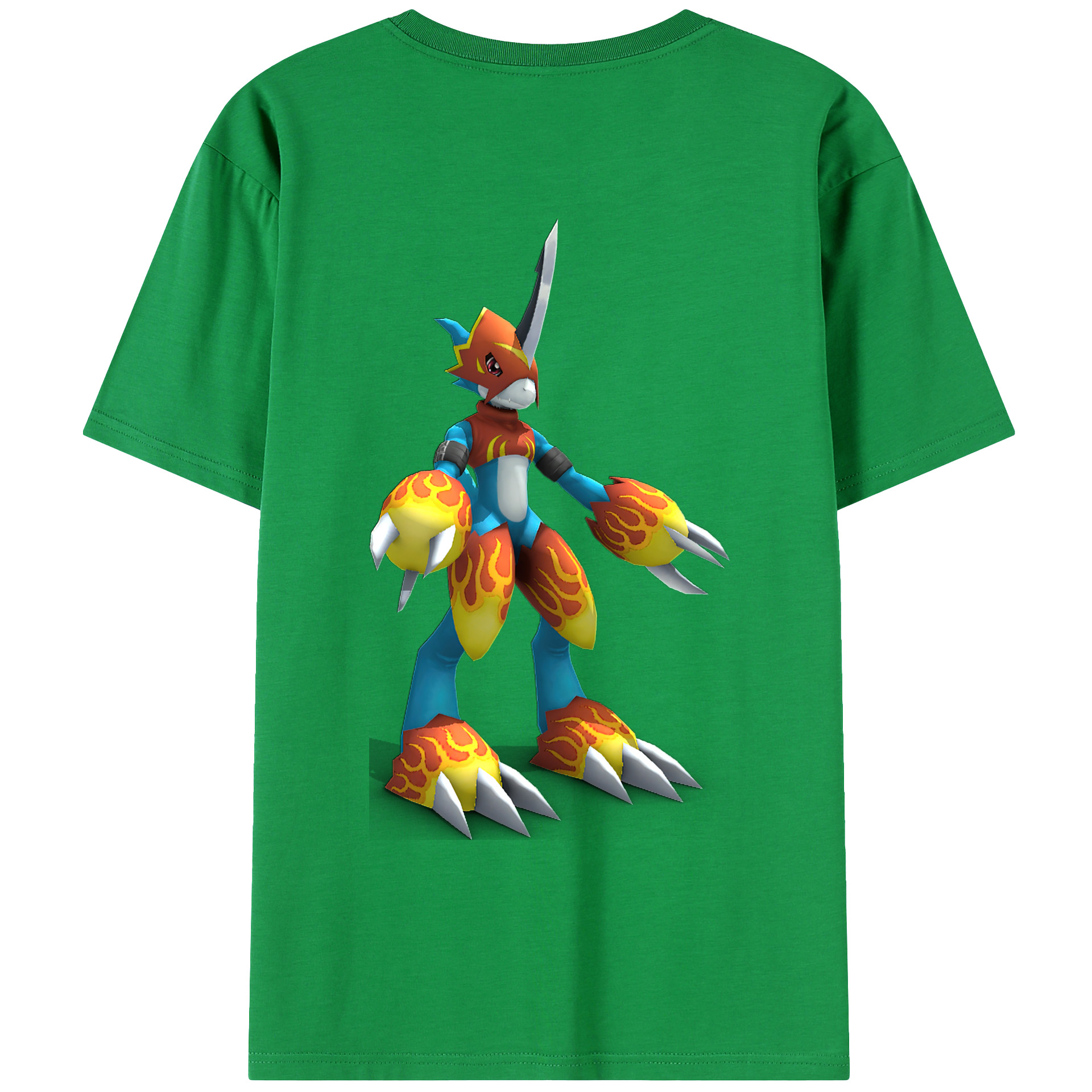 （画像用） Digimon デジタルモンスター/デジモン 綿100％ メンズ半袖Tシャツ（バックプリント） 通気性