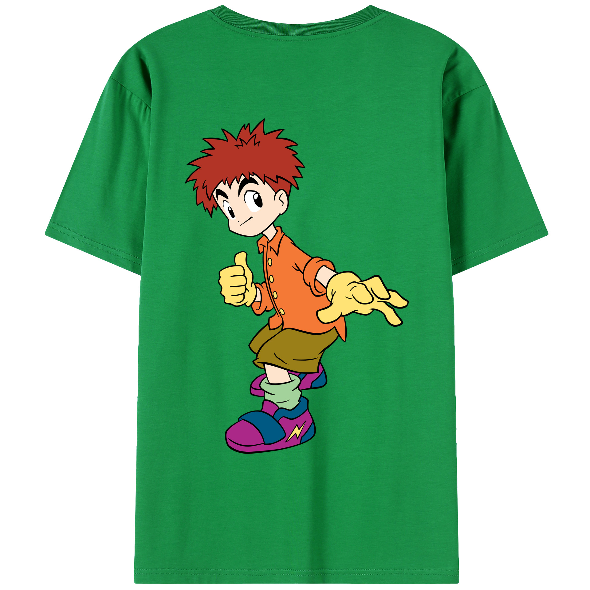 （画像用） Digimon デジタルモンスター/デジモン 綿100％ メンズ半袖Tシャツ（バックプリント） 通気性
