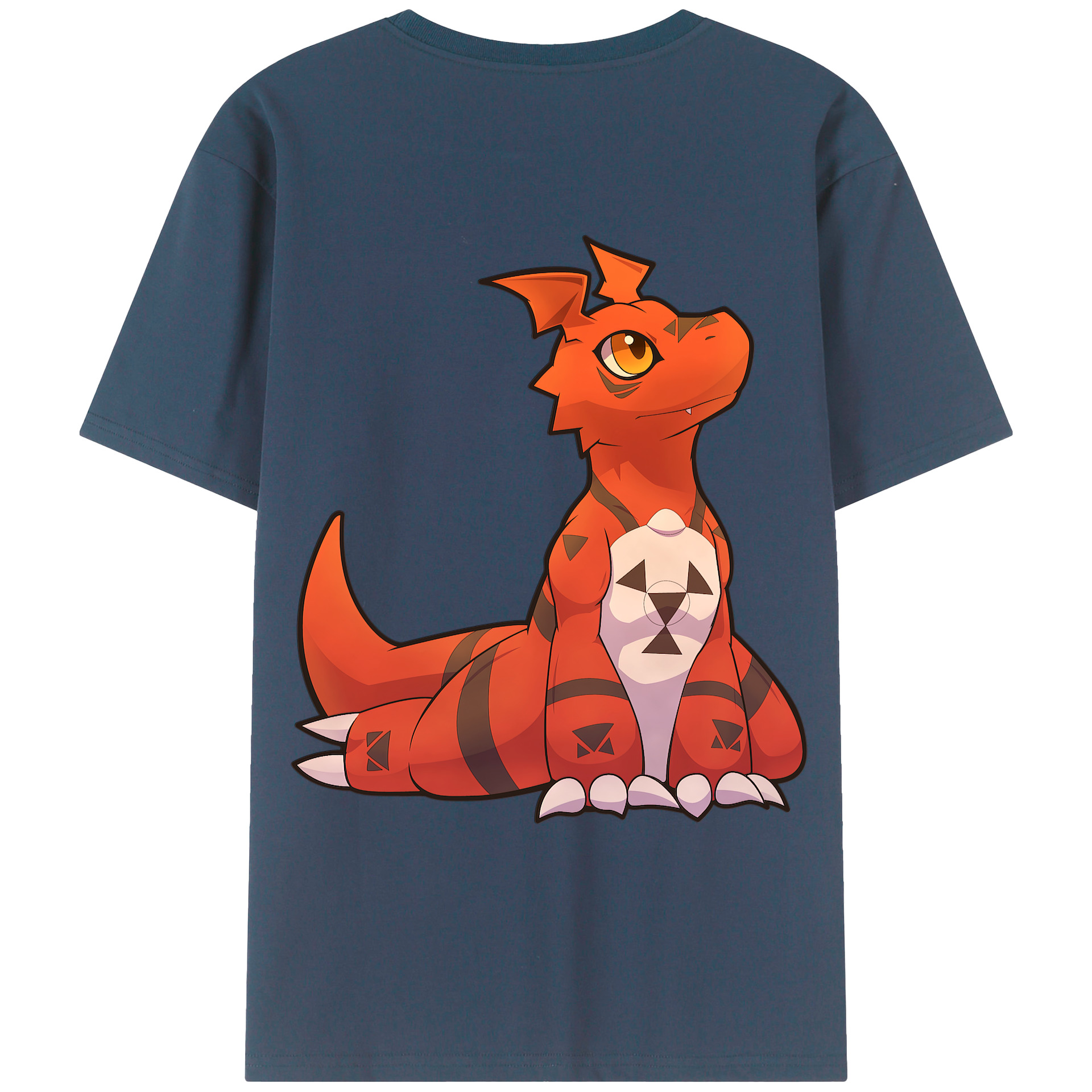（画像用） Digimon デジタルモンスター/デジモン 綿100％ メンズ半袖Tシャツ（バックプリント） 通気性