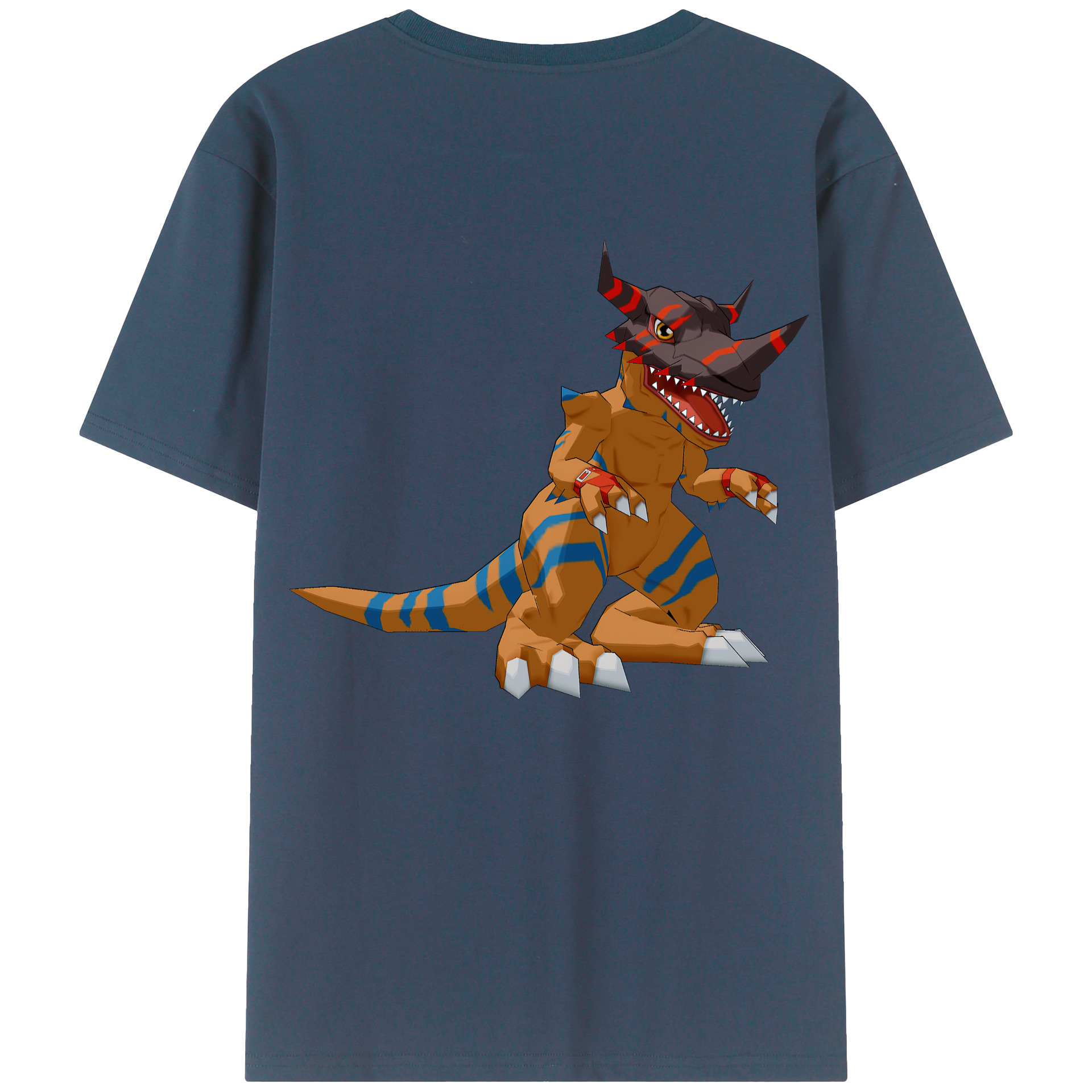 （画像用） Digimon デジタルモンスター/デジモン 綿100％ メンズ半袖Tシャツ（バックプリント） 通気性