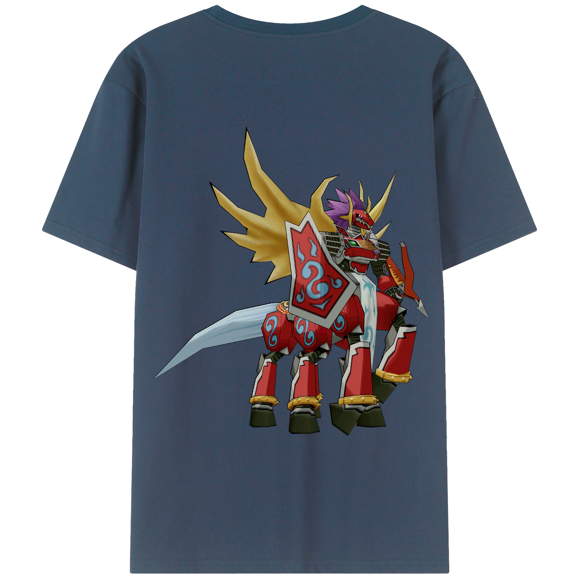 （画像用） Digimon デジタルモンスター/デジモン 綿100％ メンズ半袖Tシャツ（バックプリント） 通気性