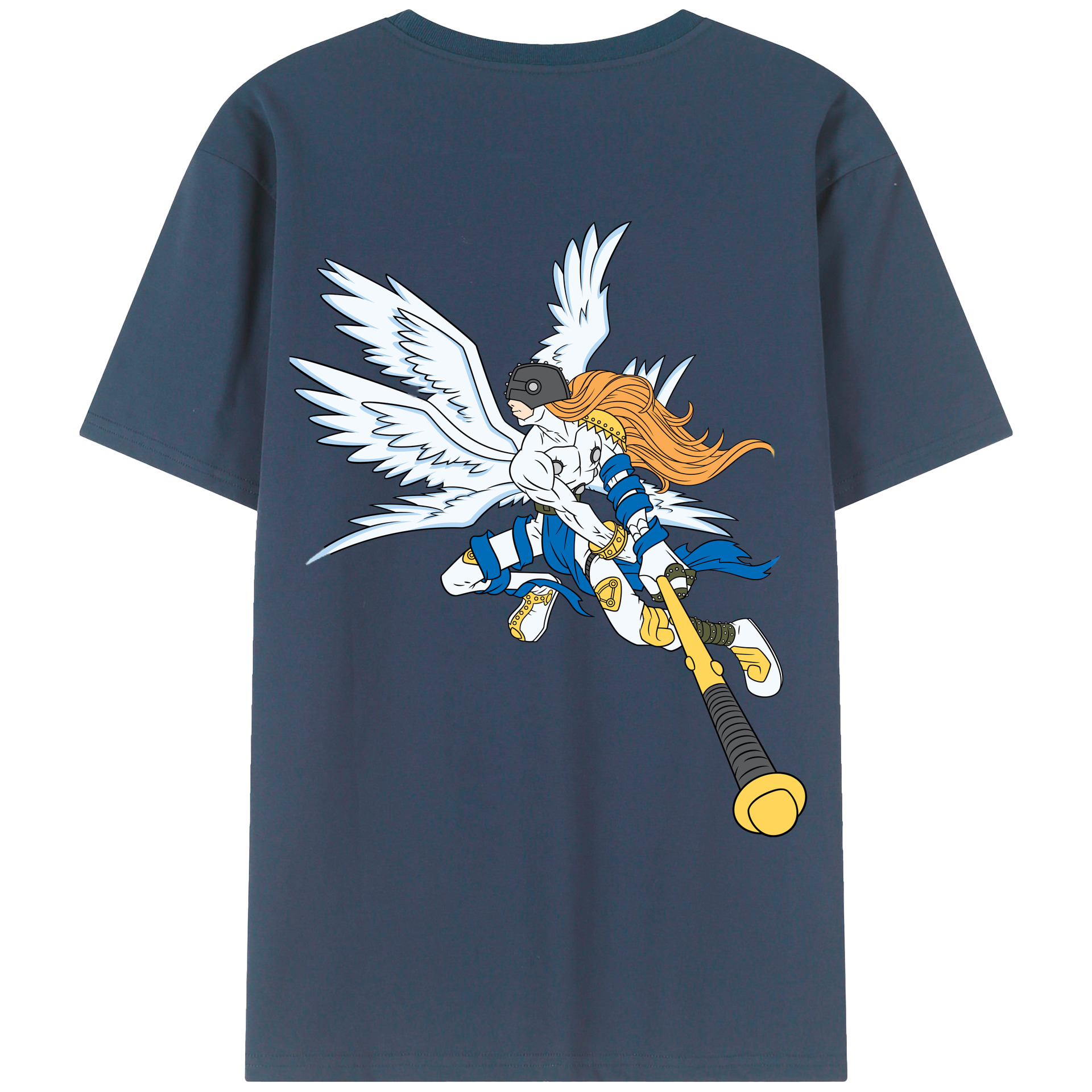 （画像用） Digimon デジタルモンスター/デジモン 綿100％ メンズ半袖Tシャツ（バックプリント） 通気性