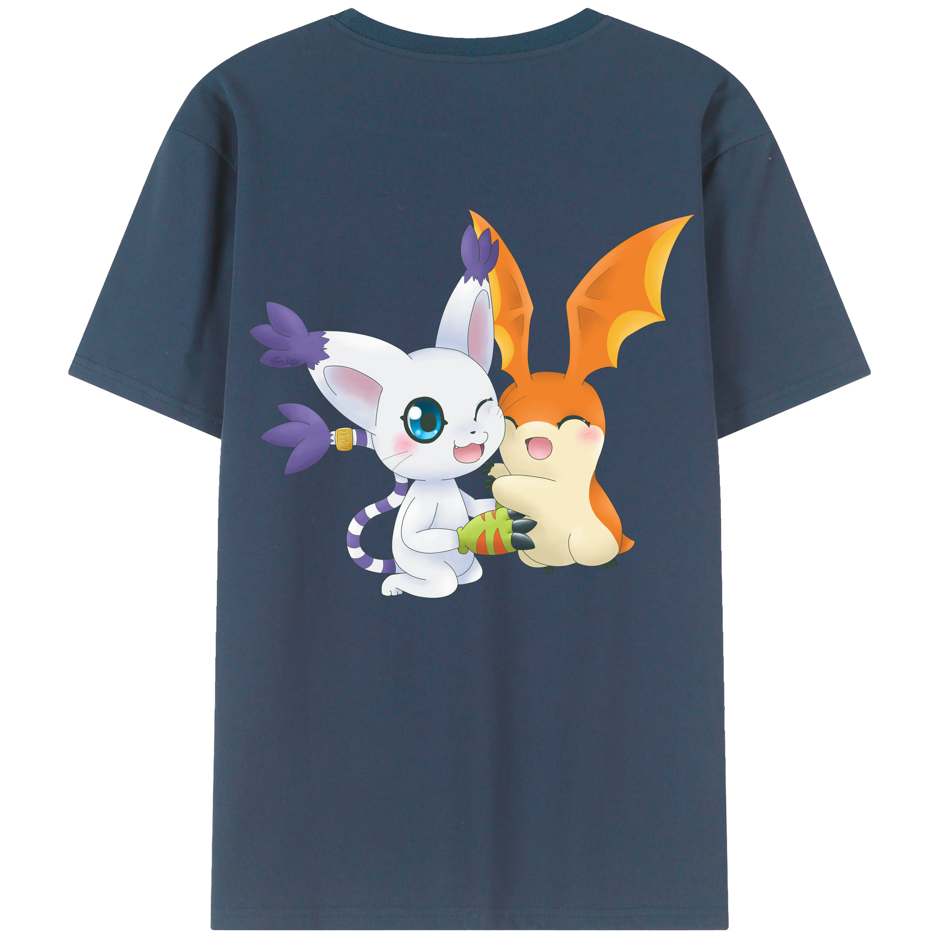 （画像用） Digimon デジタルモンスター/デジモン 綿100％ メンズ半袖Tシャツ（バックプリント） 通気性