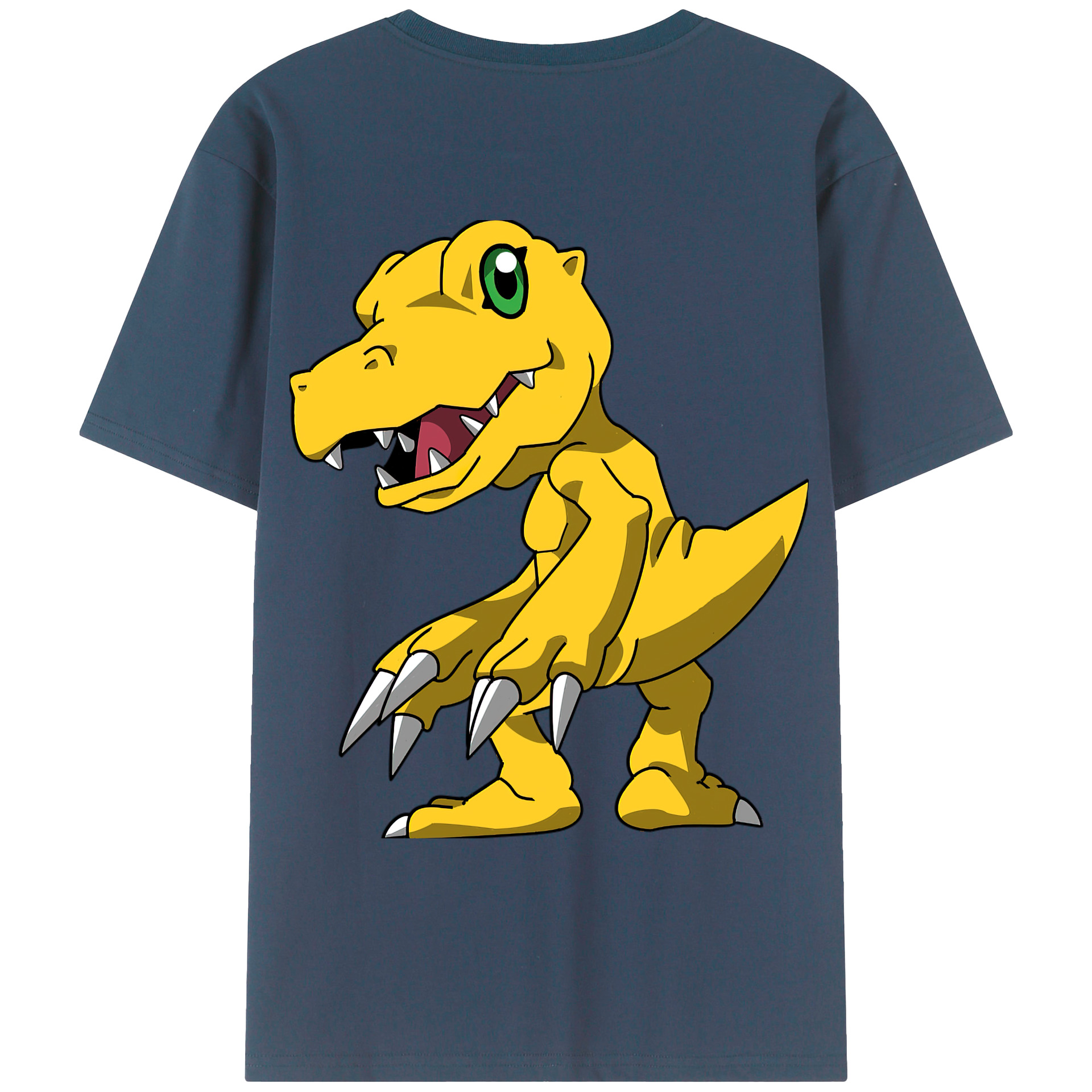 （画像用） Digimon デジタルモンスター/デジモン 綿100％ メンズ半袖Tシャツ（バックプリント） 通気性