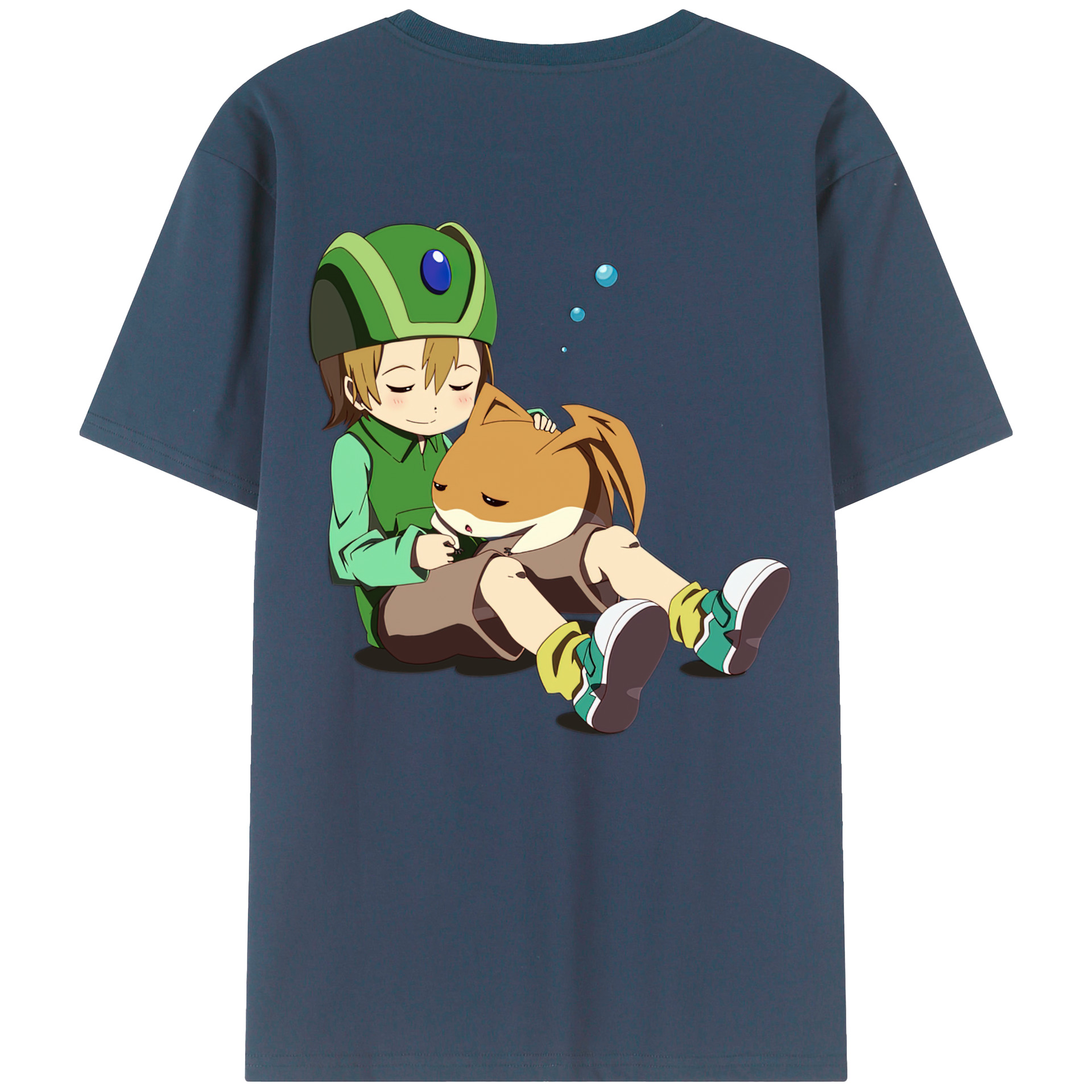 （画像用） Digimon デジタルモンスター/デジモン 綿100％ メンズ半袖Tシャツ（バックプリント） 通気性