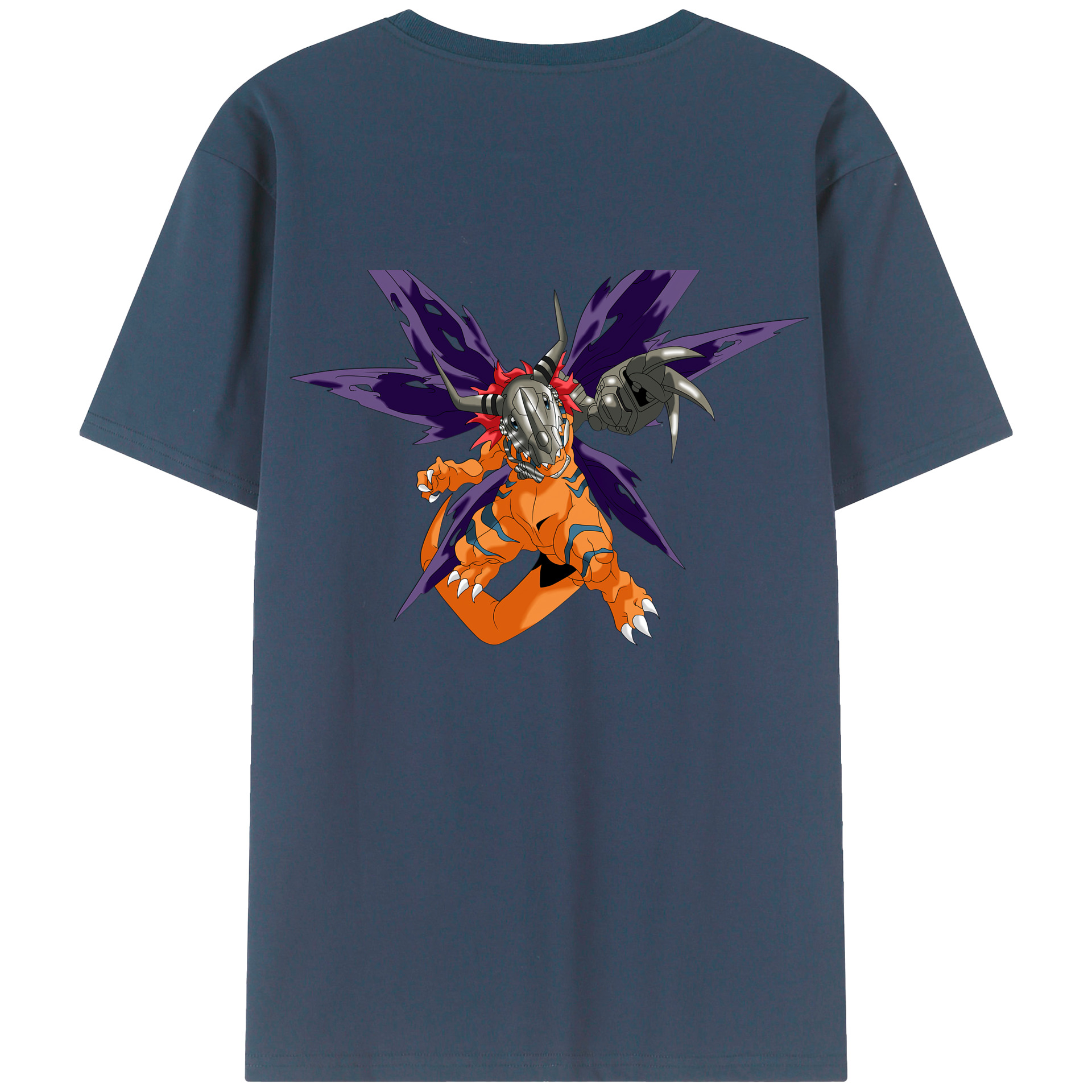 （画像用） Digimon デジタルモンスター/デジモン 綿100％ メンズ半袖Tシャツ（バックプリント） 通気性