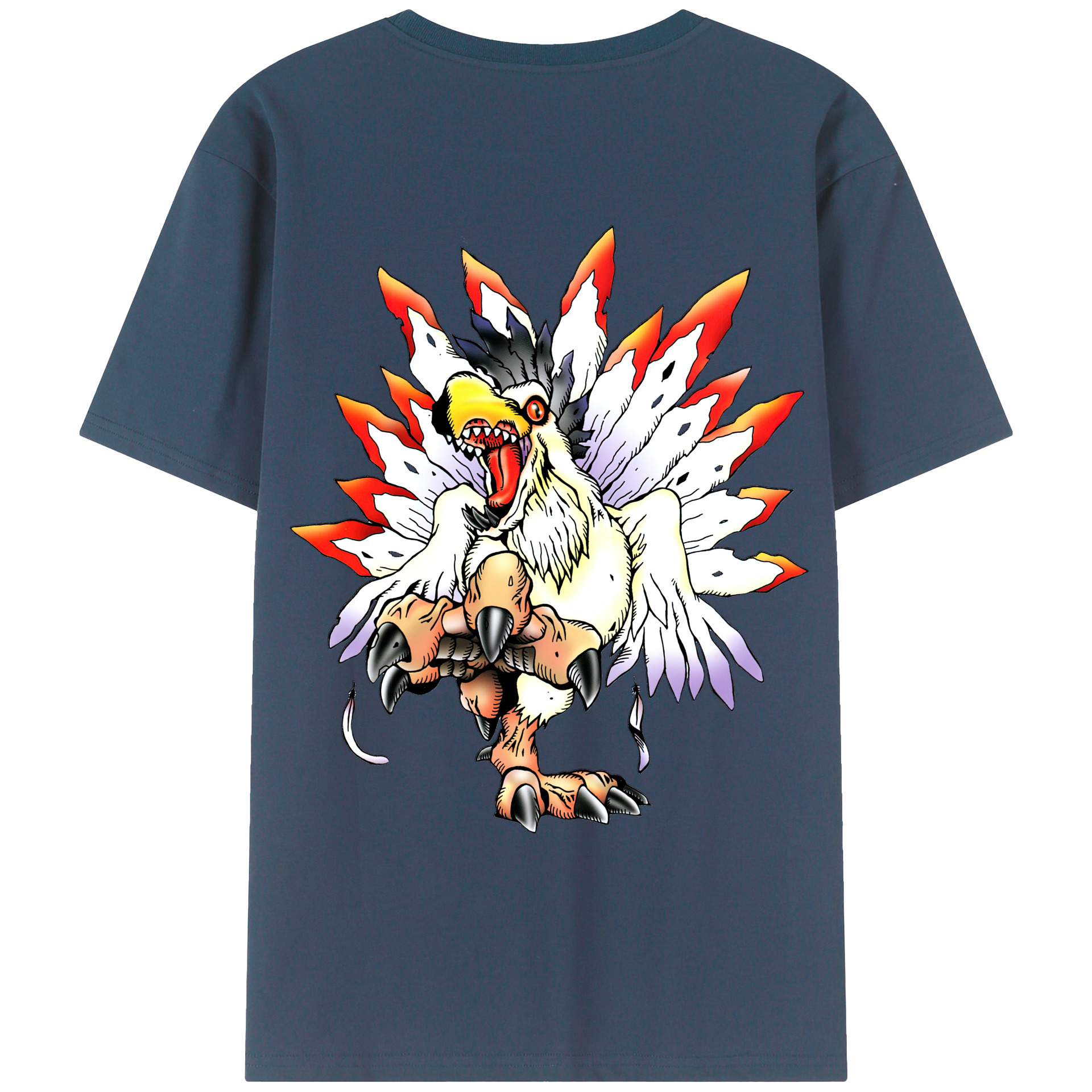（画像用） Digimon デジタルモンスター/デジモン 綿100％ メンズ半袖Tシャツ（バックプリント） 通気性