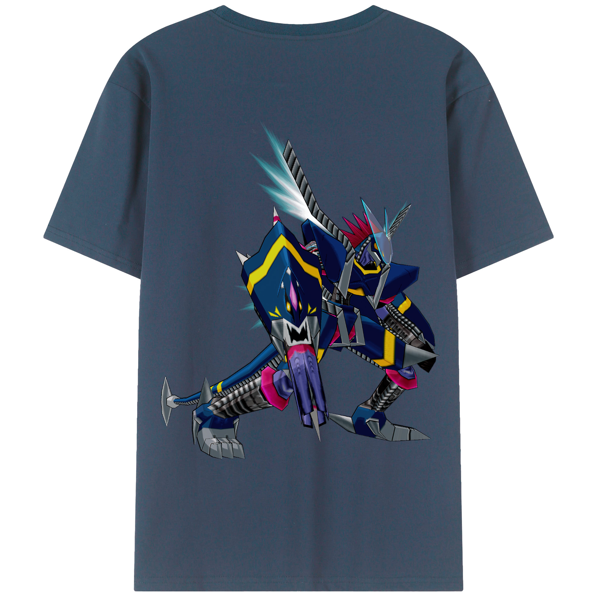 （画像用） Digimon デジタルモンスター/デジモン 綿100％ メンズ半袖Tシャツ（バックプリント） 通気性