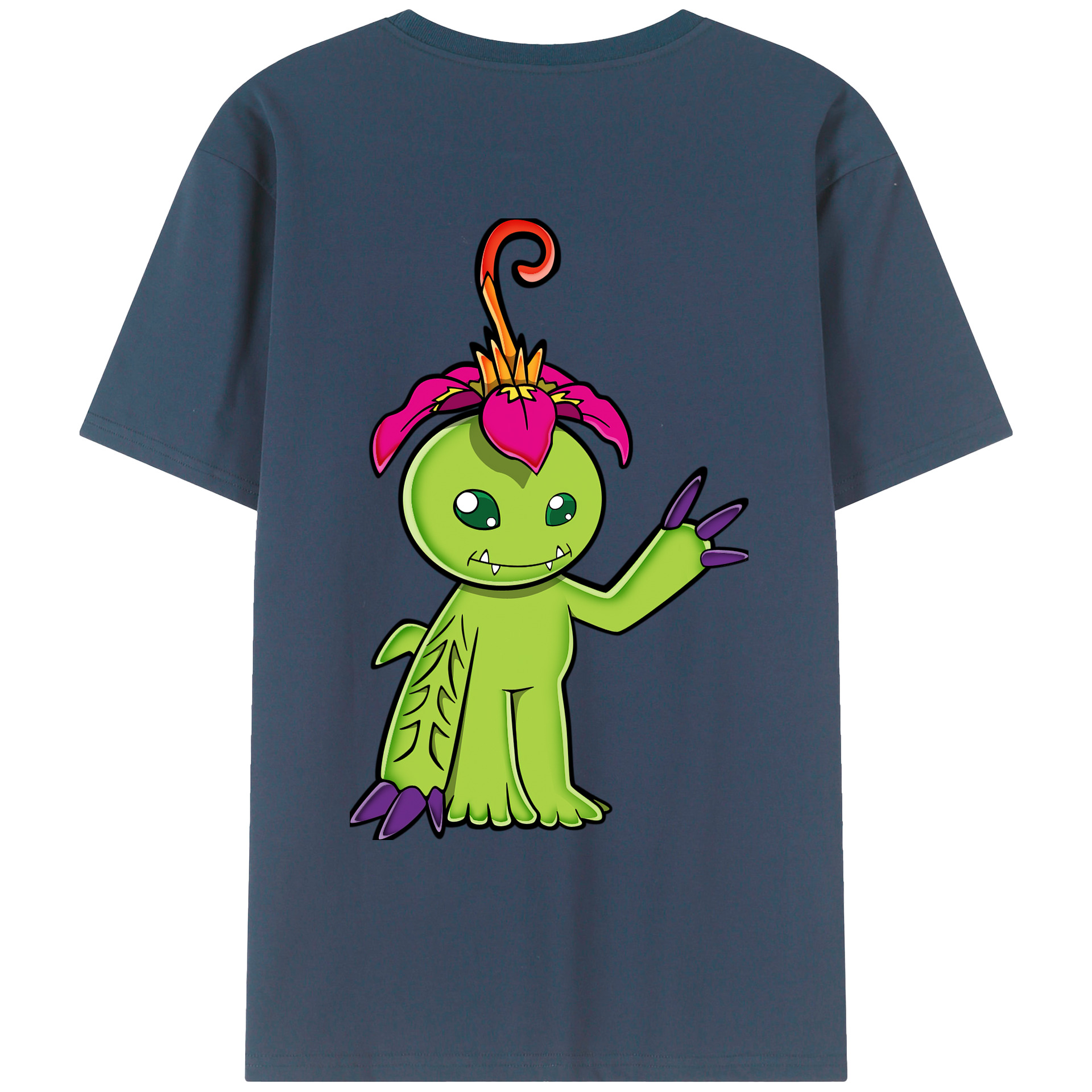 （画像用） Digimon デジタルモンスター/デジモン 綿100％ メンズ半袖Tシャツ（バックプリント） 通気性