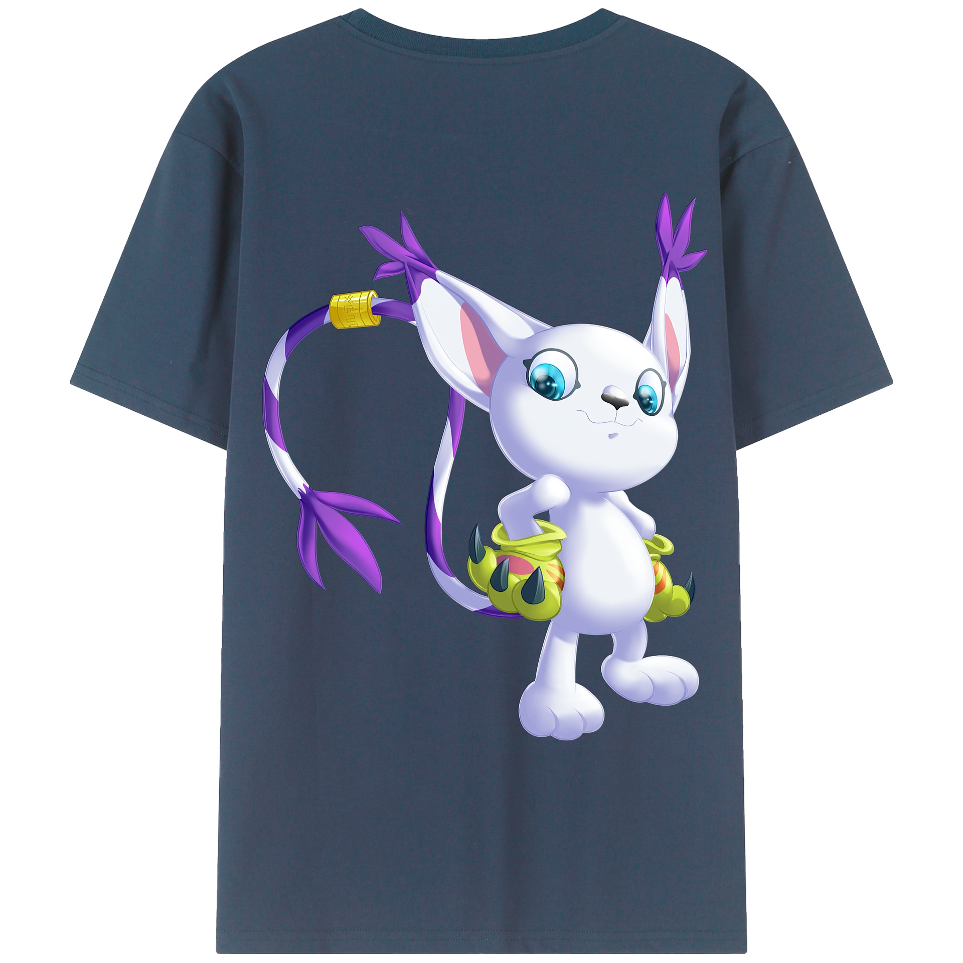 （画像用） Digimon デジタルモンスター/デジモン 綿100％ メンズ半袖Tシャツ（バックプリント） 通気性